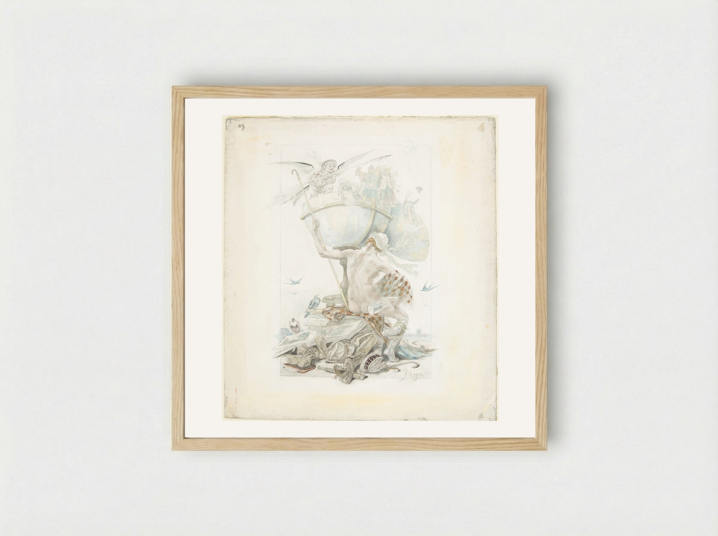 Fantasy (Fantaisie) - Félicien Rops - Framed Print Wood
