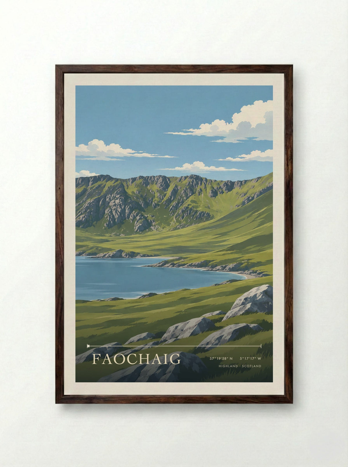 Faochaig, Highland | Travel Poster - Framed Print Dark Wood
