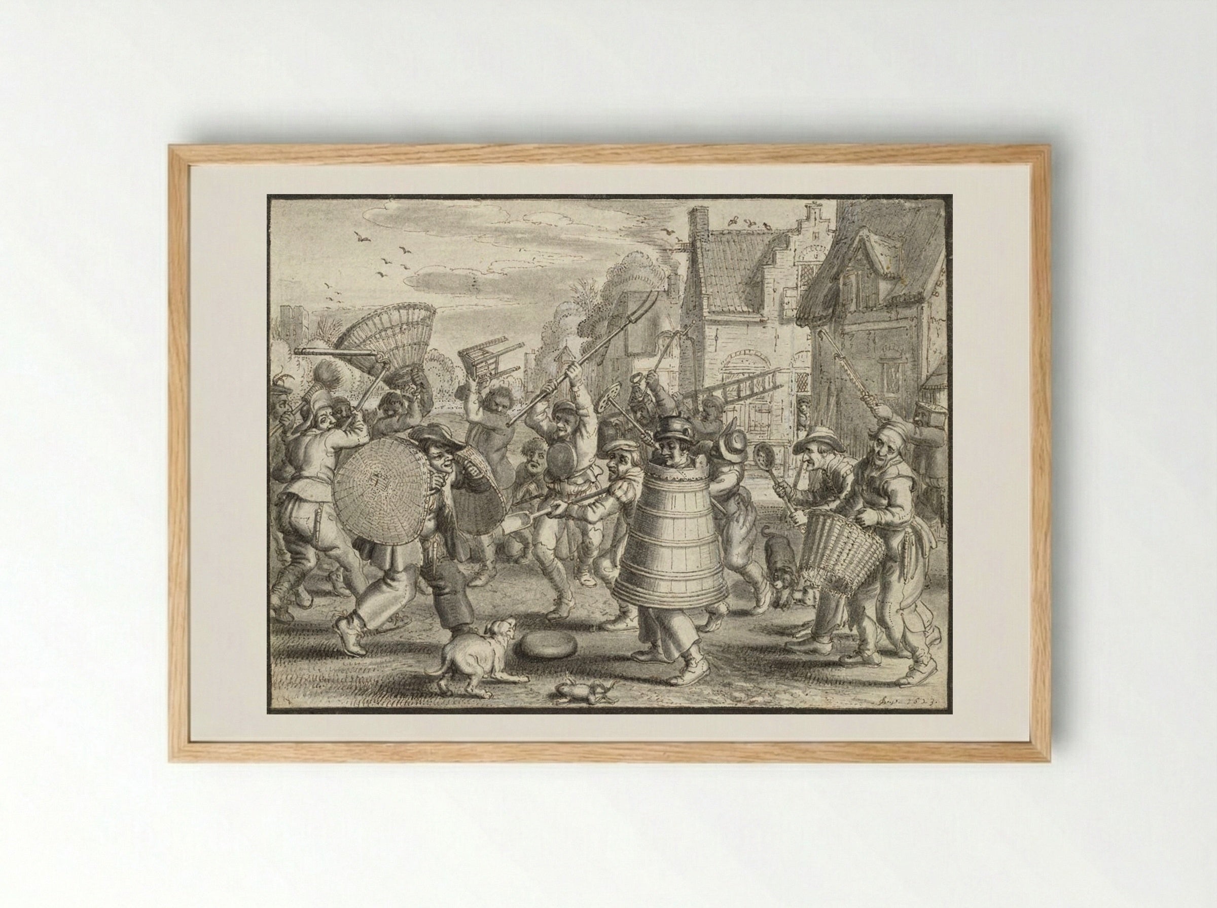 Farcical Peasant Brawl - Adriaen van de Venne - Framed Print Wood