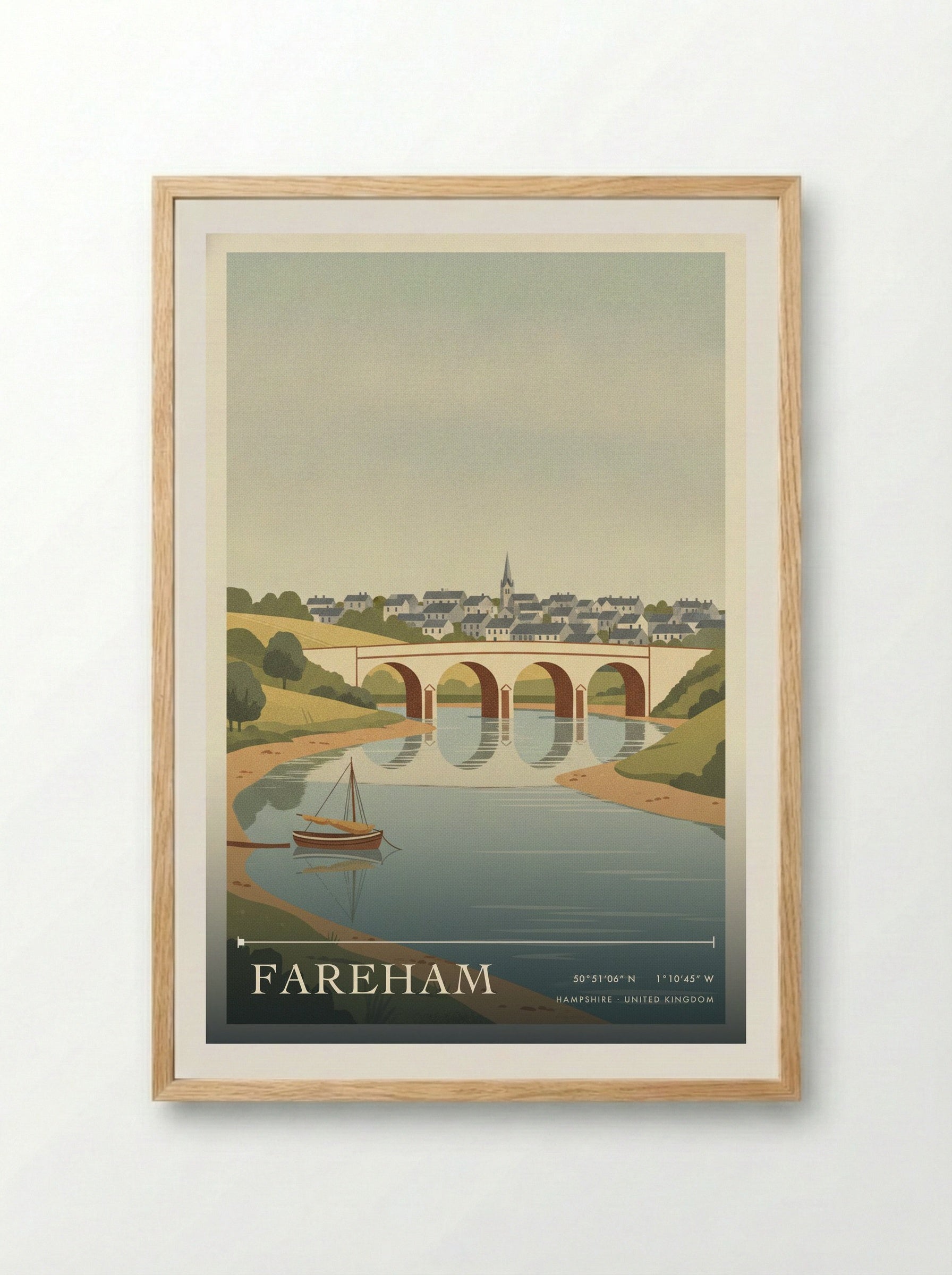 Fareham Hampshire United Kingdom Travel Poster - Framed Print Wood