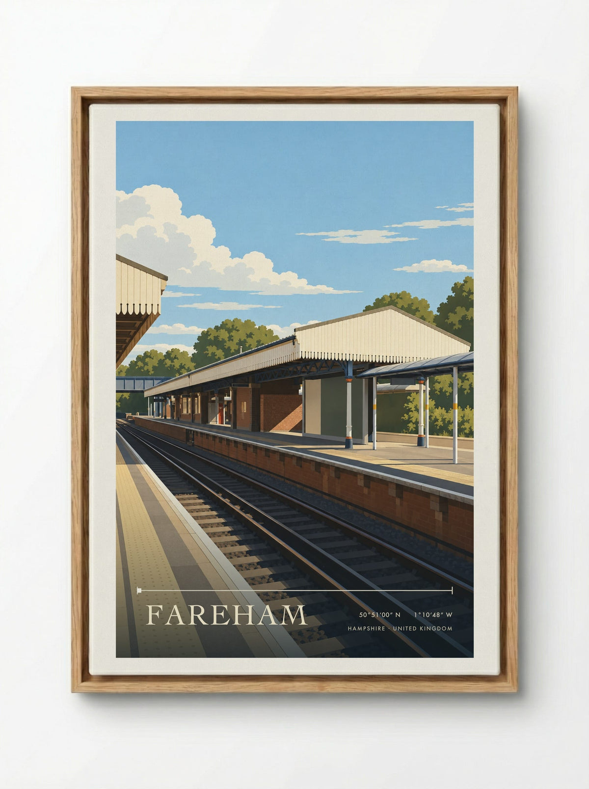 Fareham, Hampshire | Travel Poster - Framed Canvas Wood