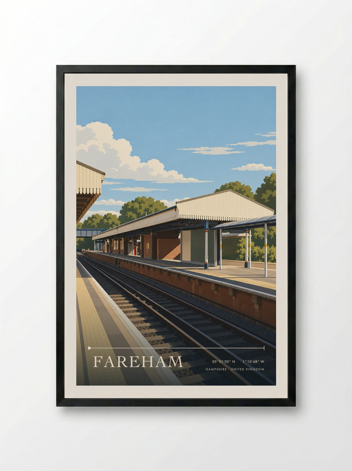 Fareham, Hampshire | Travel Poster - Framed Print Black