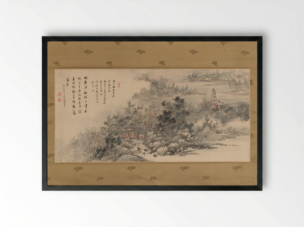 Farewell Gift to Tani Bunji - Okada Hankō - Framed Print Black