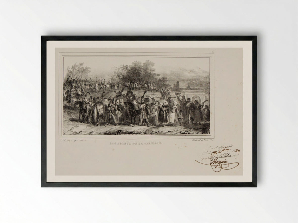 Farewells of the Garrison - Denis-Auguste-Marie Raffet - Framed Print Black