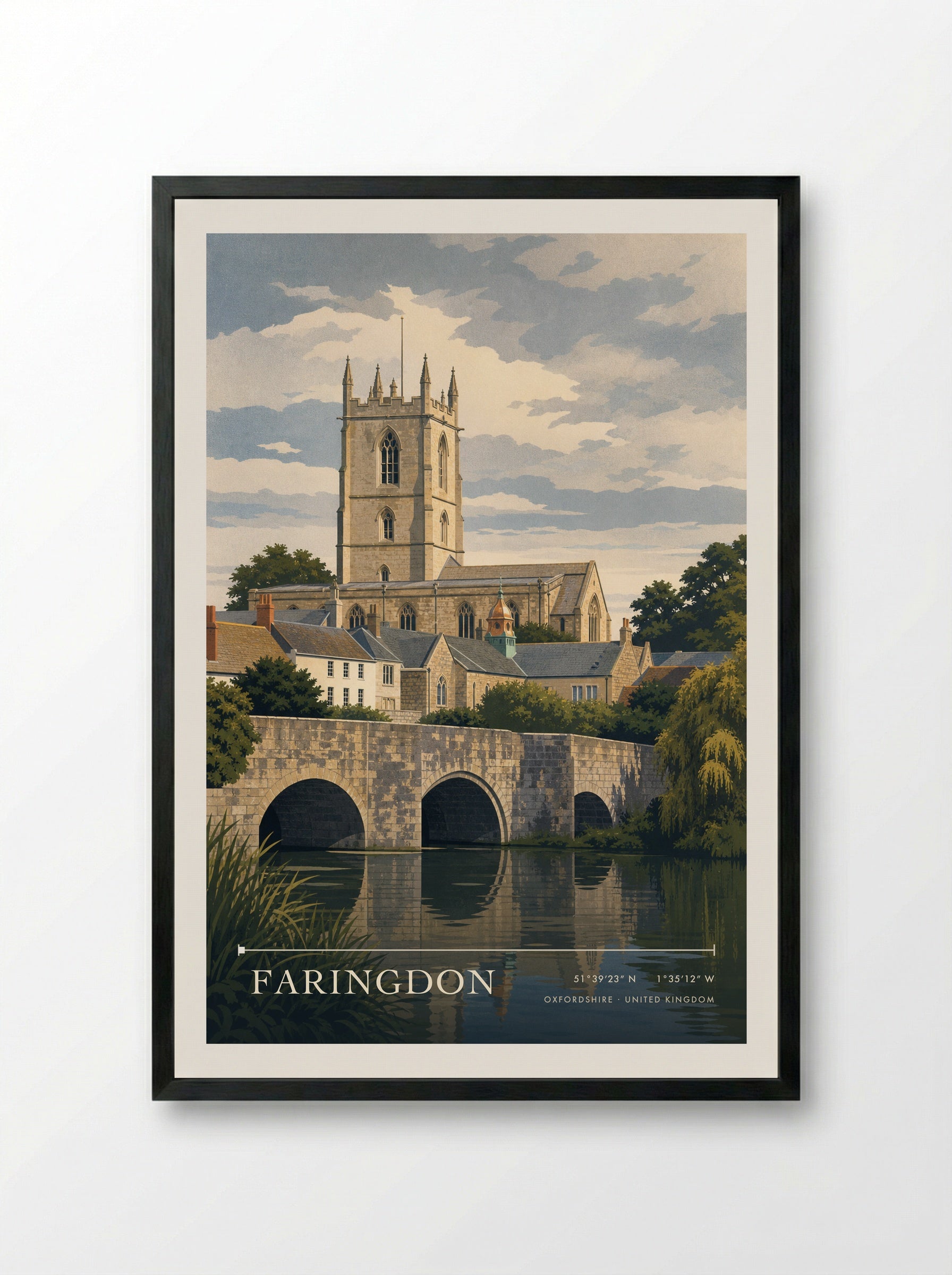 Faringdon Oxfordshire United Kingdom Travel Poster - Framed Print Black