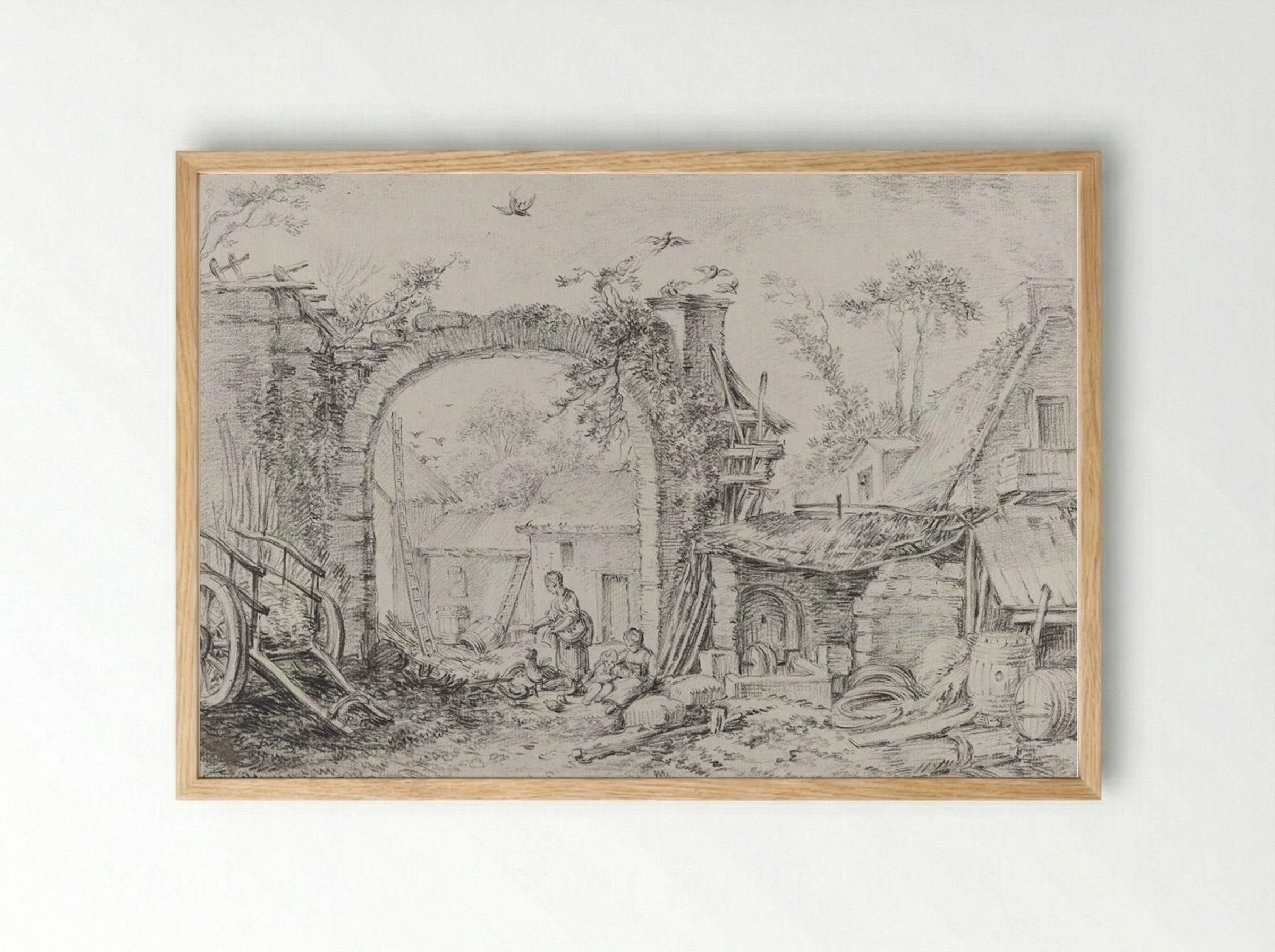 Farm Courtyard - François Boucher - Framed Print Wood