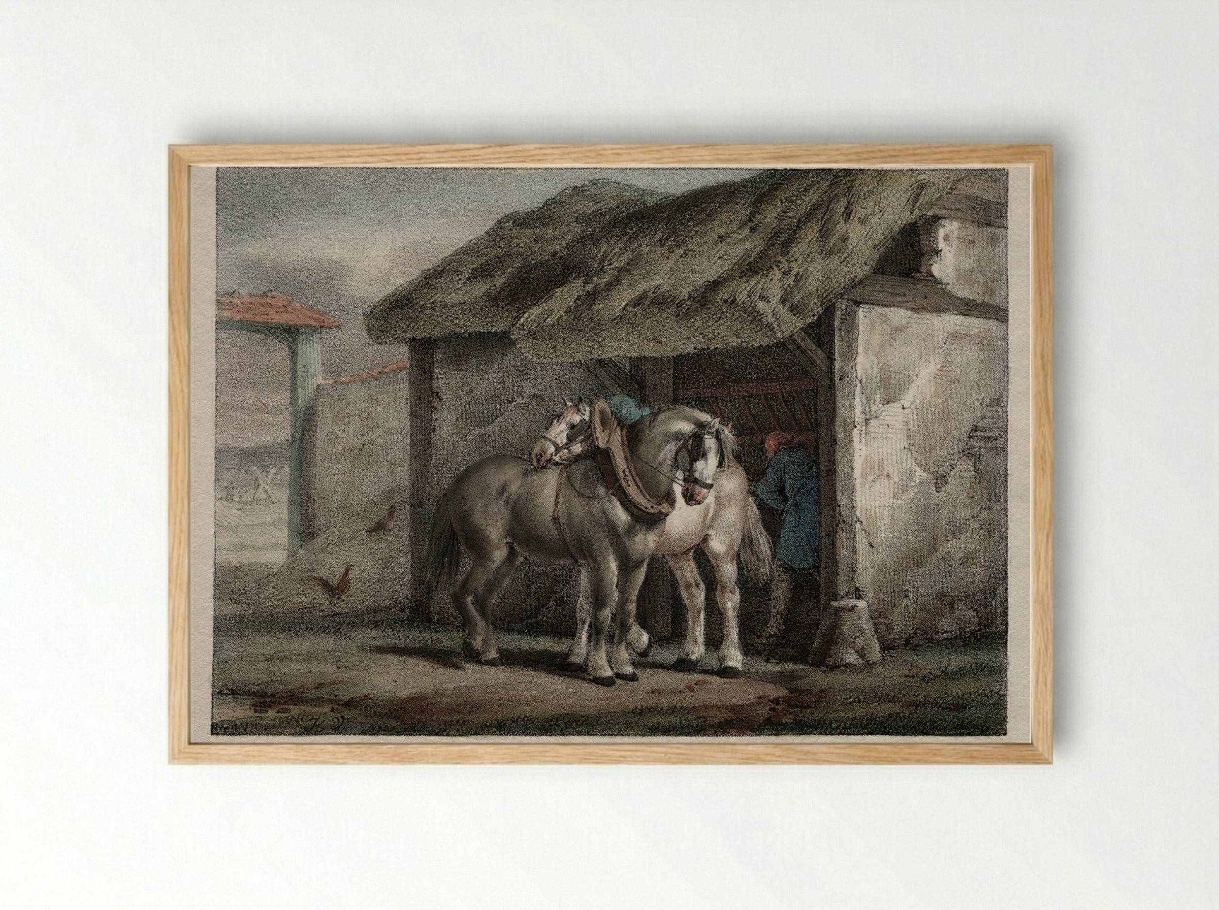 Farm Horse - Horace Vernet - Framed Print Wood