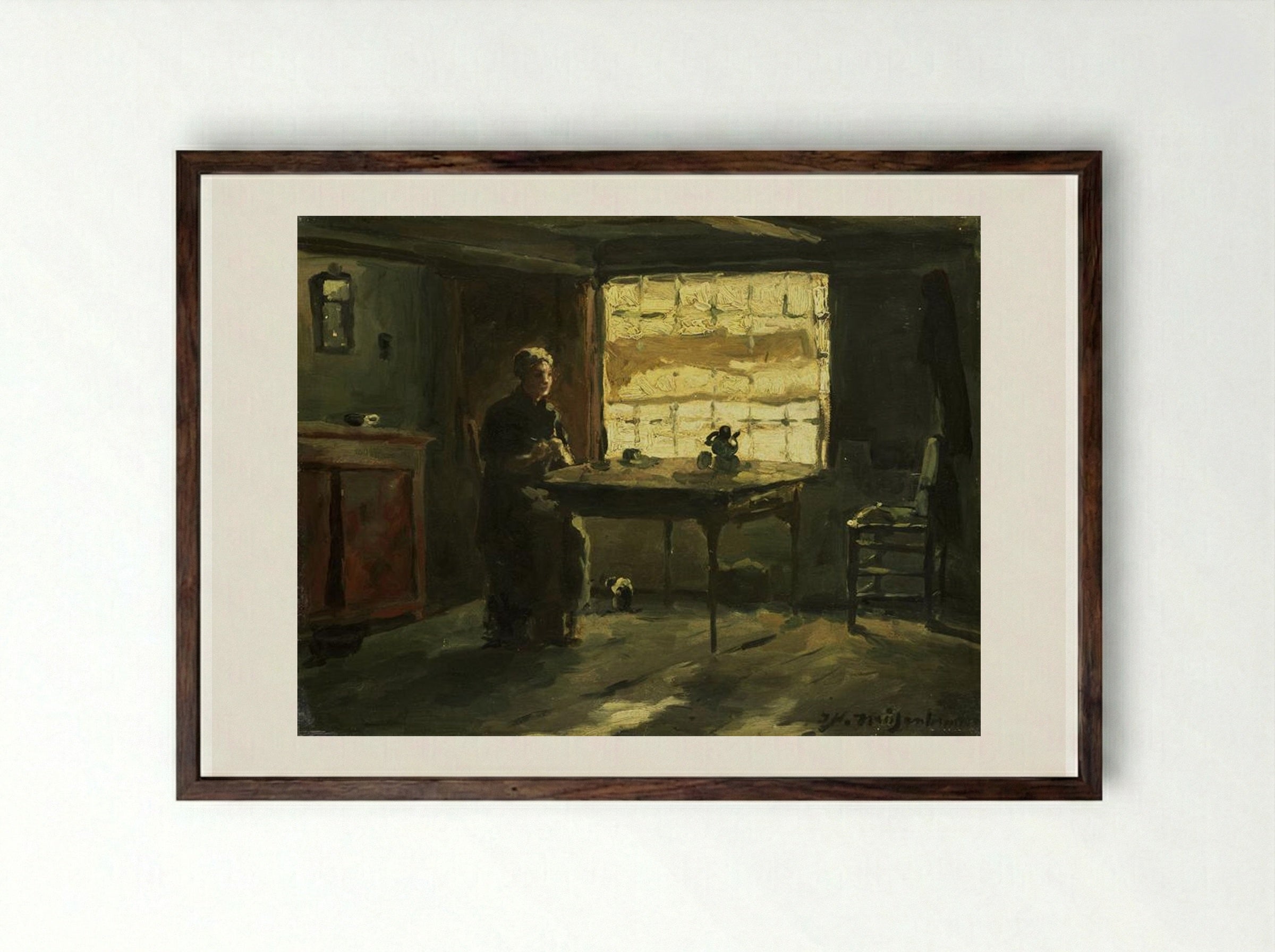 Farm Interior - Johan Hendrik Weissenbruch - Framed Print Dark Wood