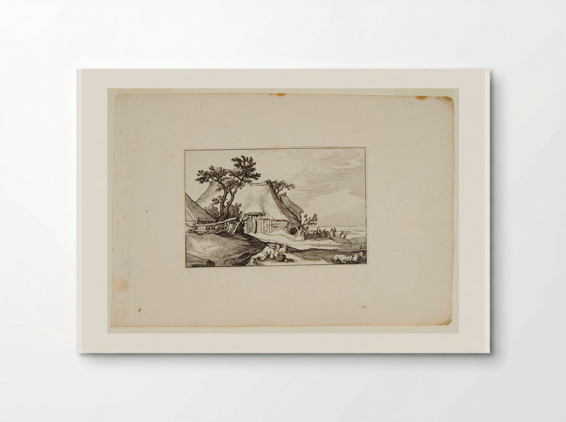 Farm with Reclining Shepherd and Sheep in Foreground - Claes Jansz. Visscher - Poster