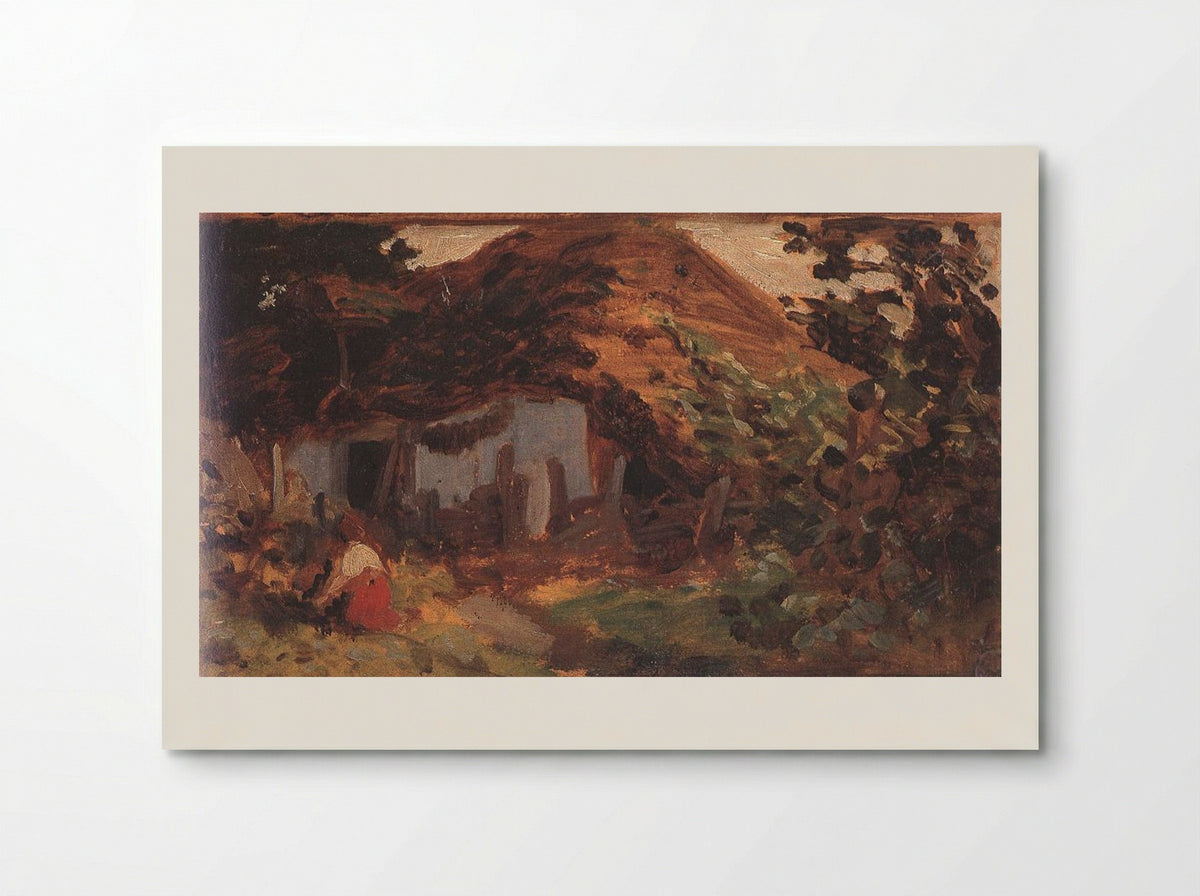 Farm-yard with Girl in Red Skirt - Bertalan Székely - Poster