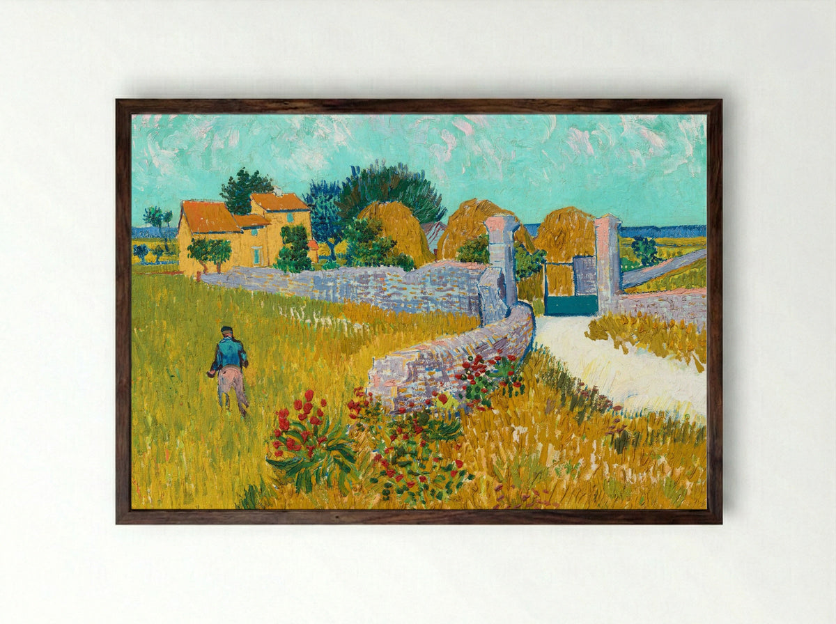 Farmhouse in Provence - Vincent van Gogh - Framed Print Dark Wood