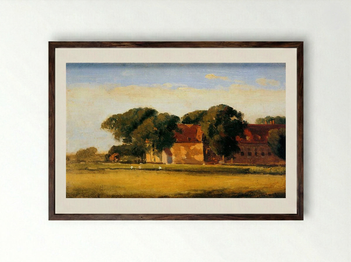 Farmhouse in the Sunlight - Johan Hendrik Weissenbruch - Framed Print Dark Wood