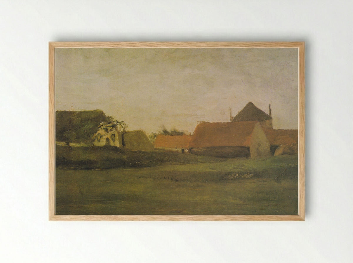 Farmhouses in Loosduinen near The Hague at Twilight - Vincent van Gogh - Framed Print Wood