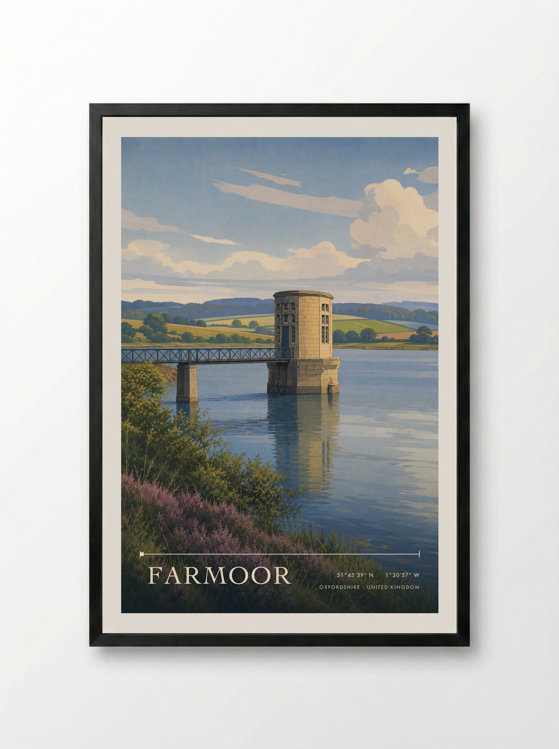 Farmoor Oxfordshire United Kingdom Travel Poster - Framed Print Black