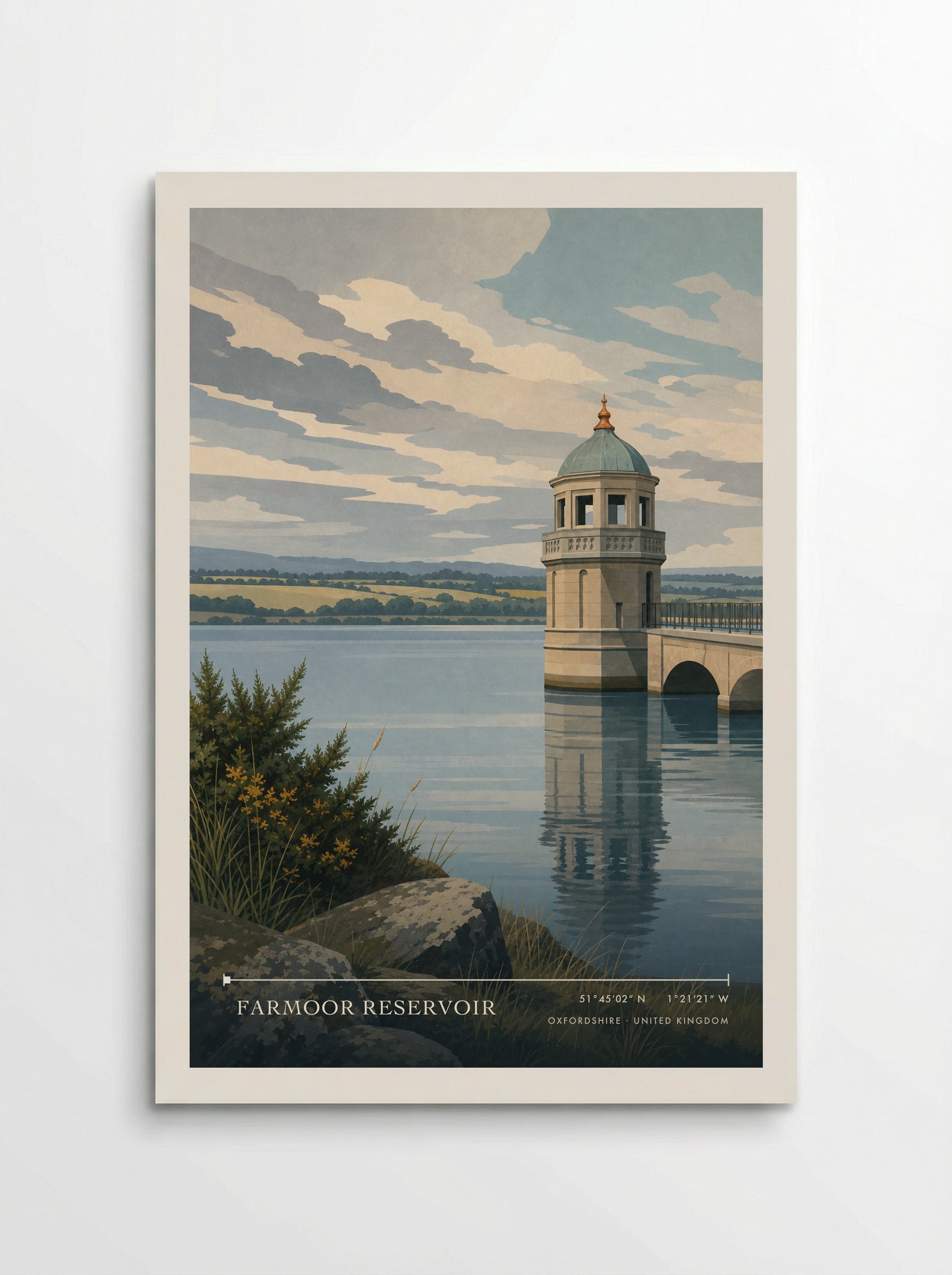 Farmoor Reservoir Oxfordshire United Kingdom Travel Poster - Poster