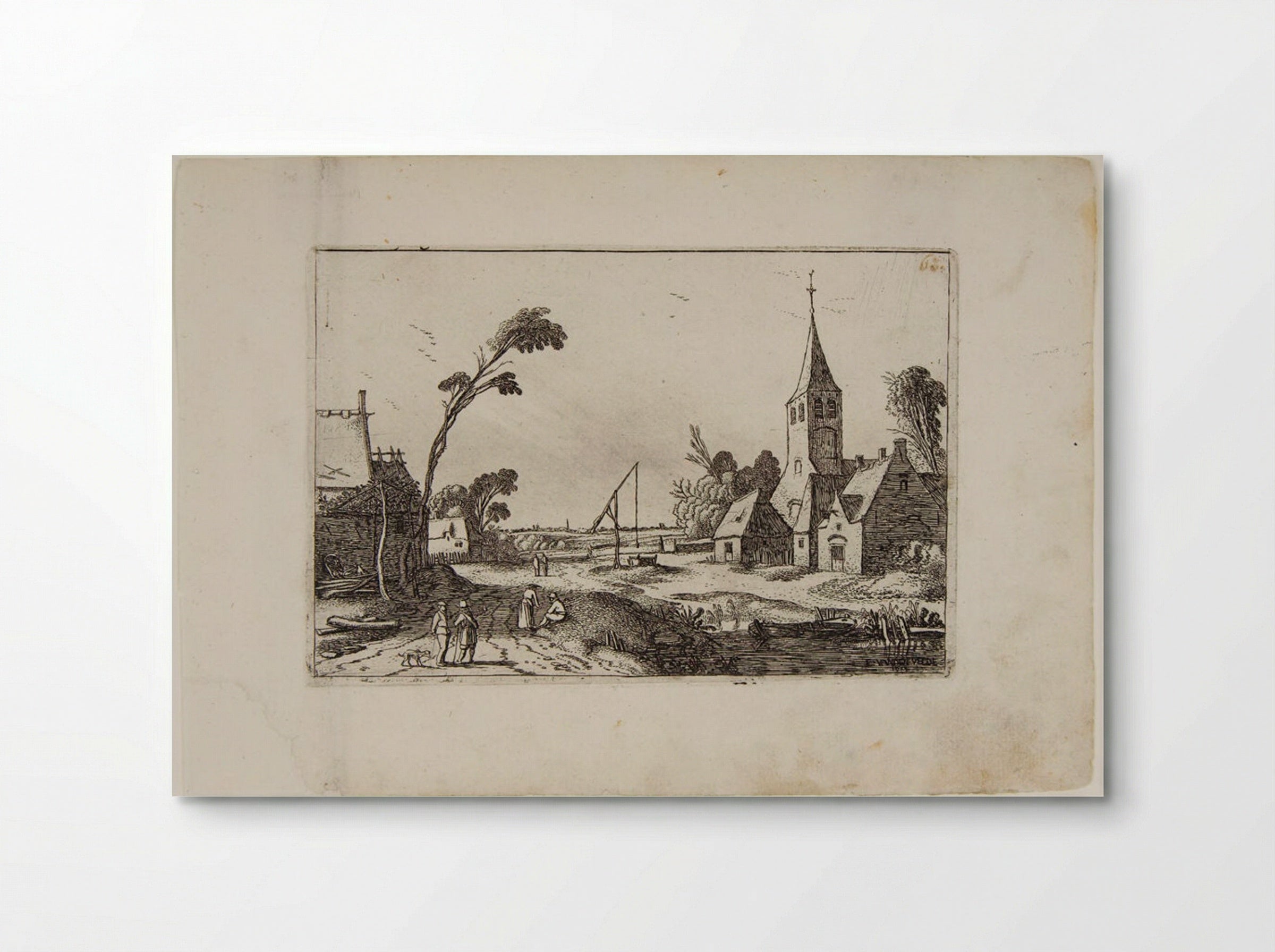 Farms to the Left of a Path, Village at the Right - Esaias van de Velde - Poster