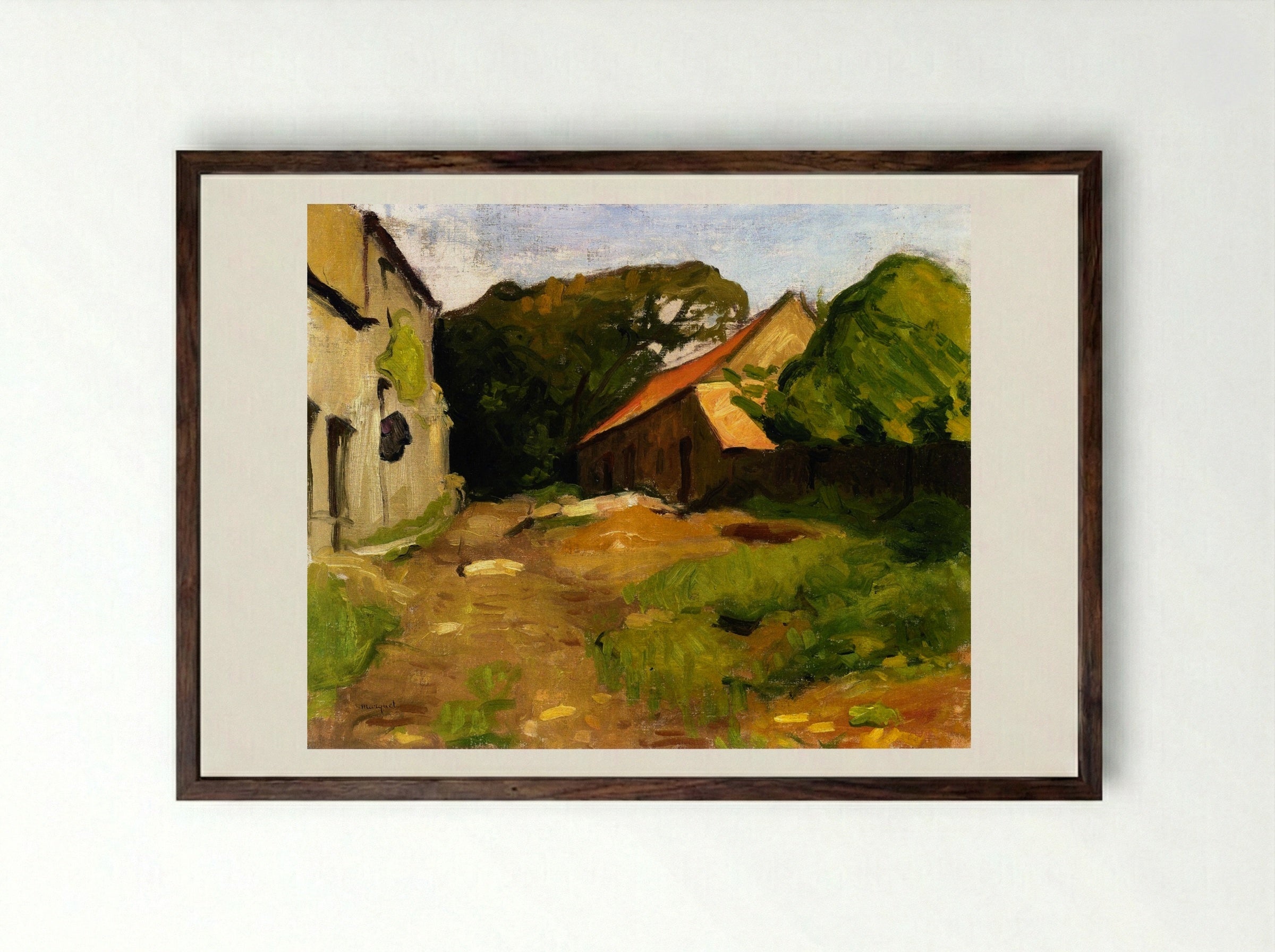 Farmyard at La Percaillerie (Normandy) - Albert Marquet - Framed Print Dark Wood