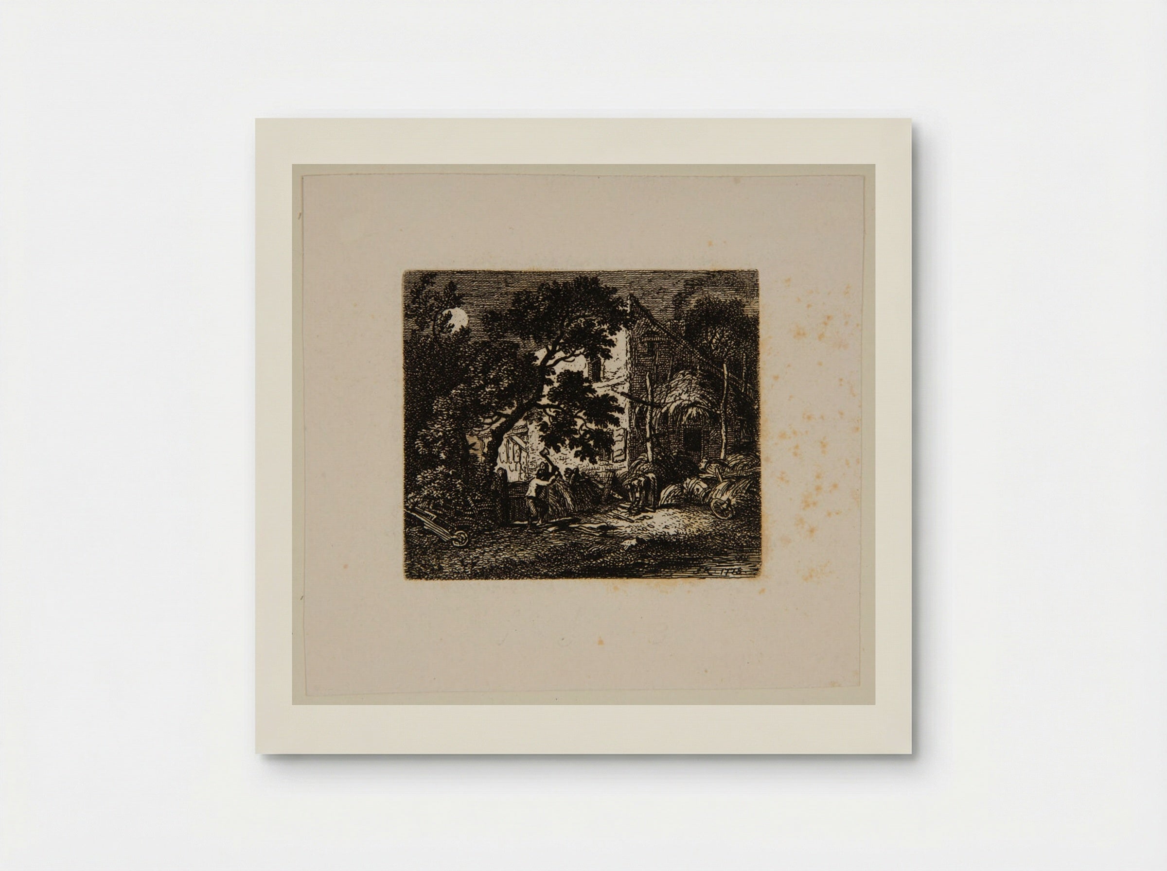Farmyard by Moonlight - Ferdinand Kobell - Poster