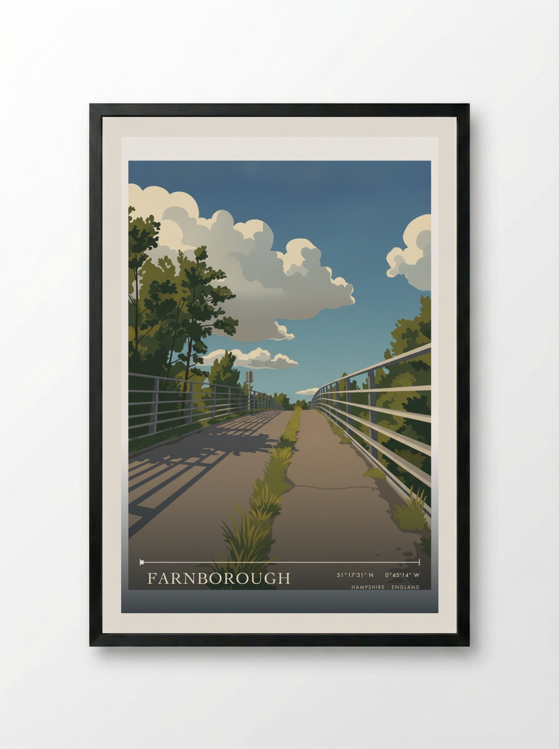 Farnborough Hampshire England Travel Poster - Framed Print Black