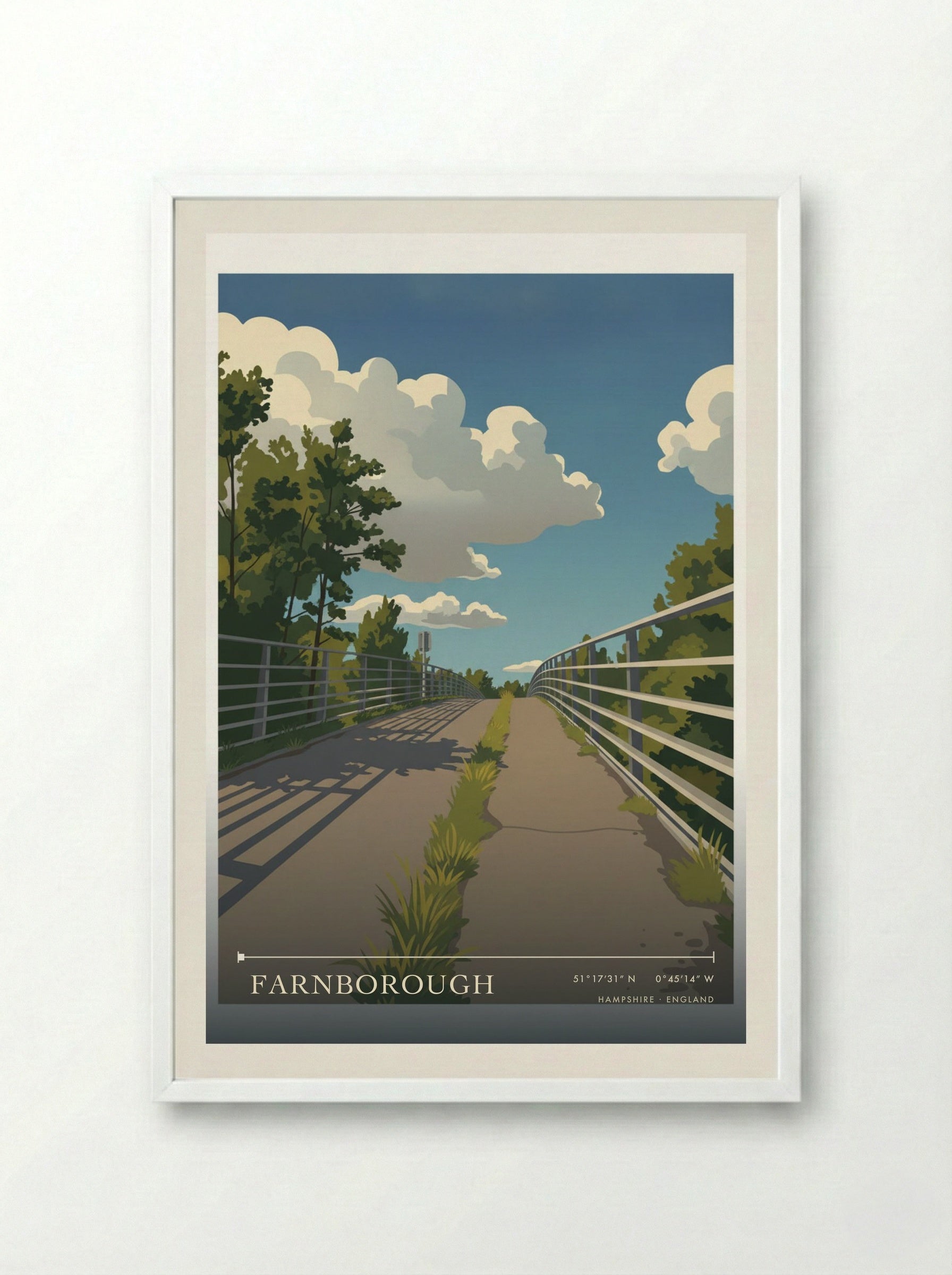 Farnborough Hampshire England Travel Poster - Framed Print White