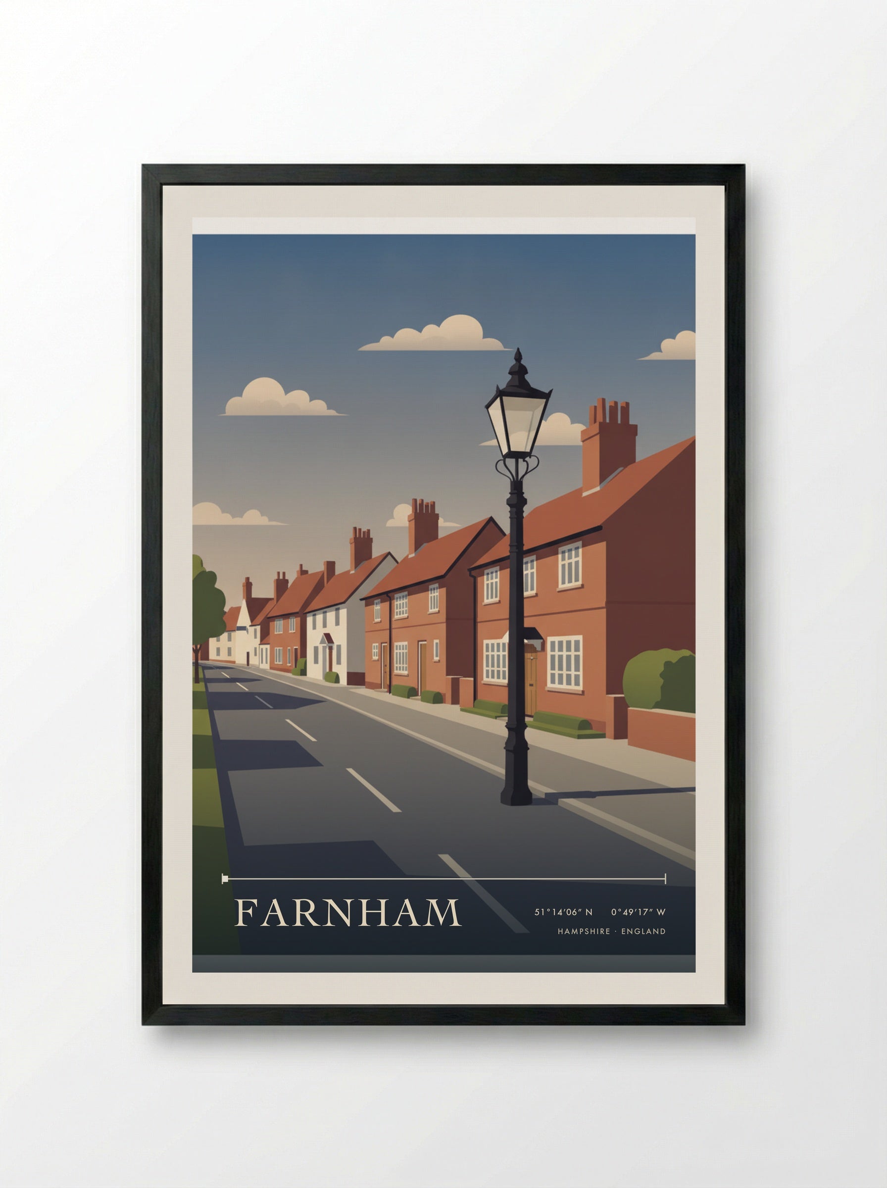 Farnham Hampshire England Travel Poster - Framed Print Black