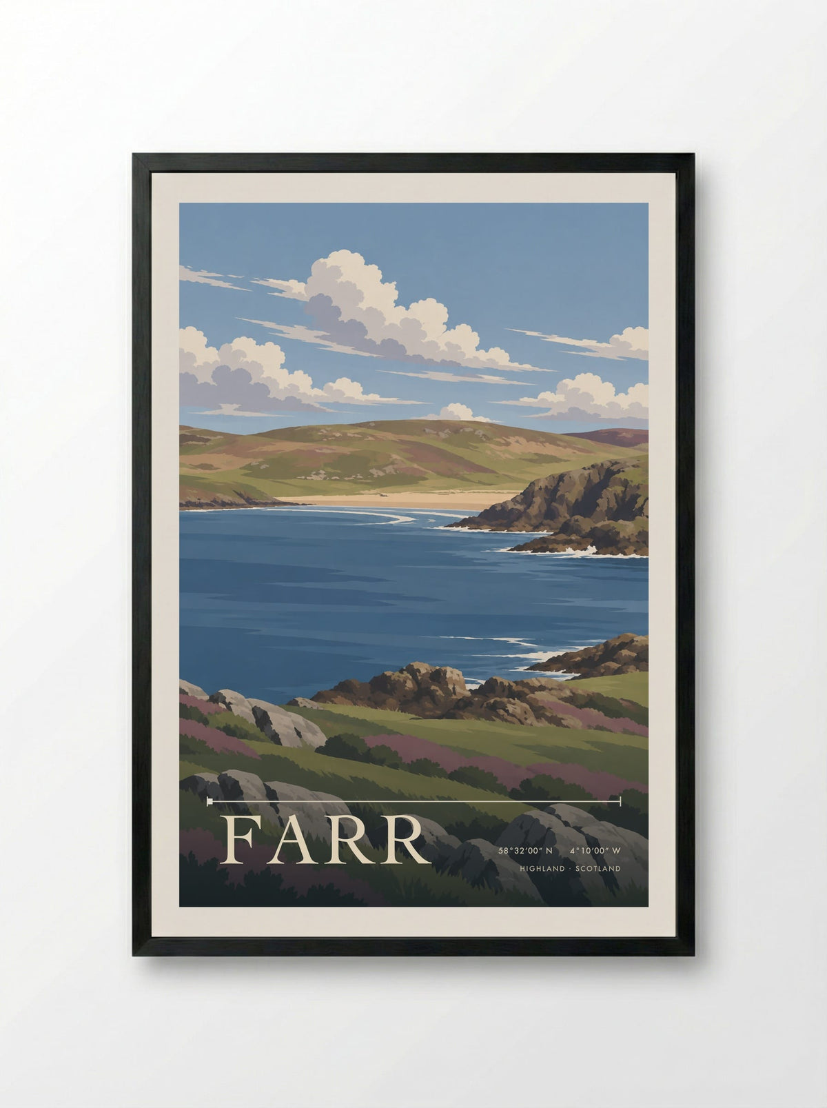 Farr, Highland | Travel Poster - Framed Print Black