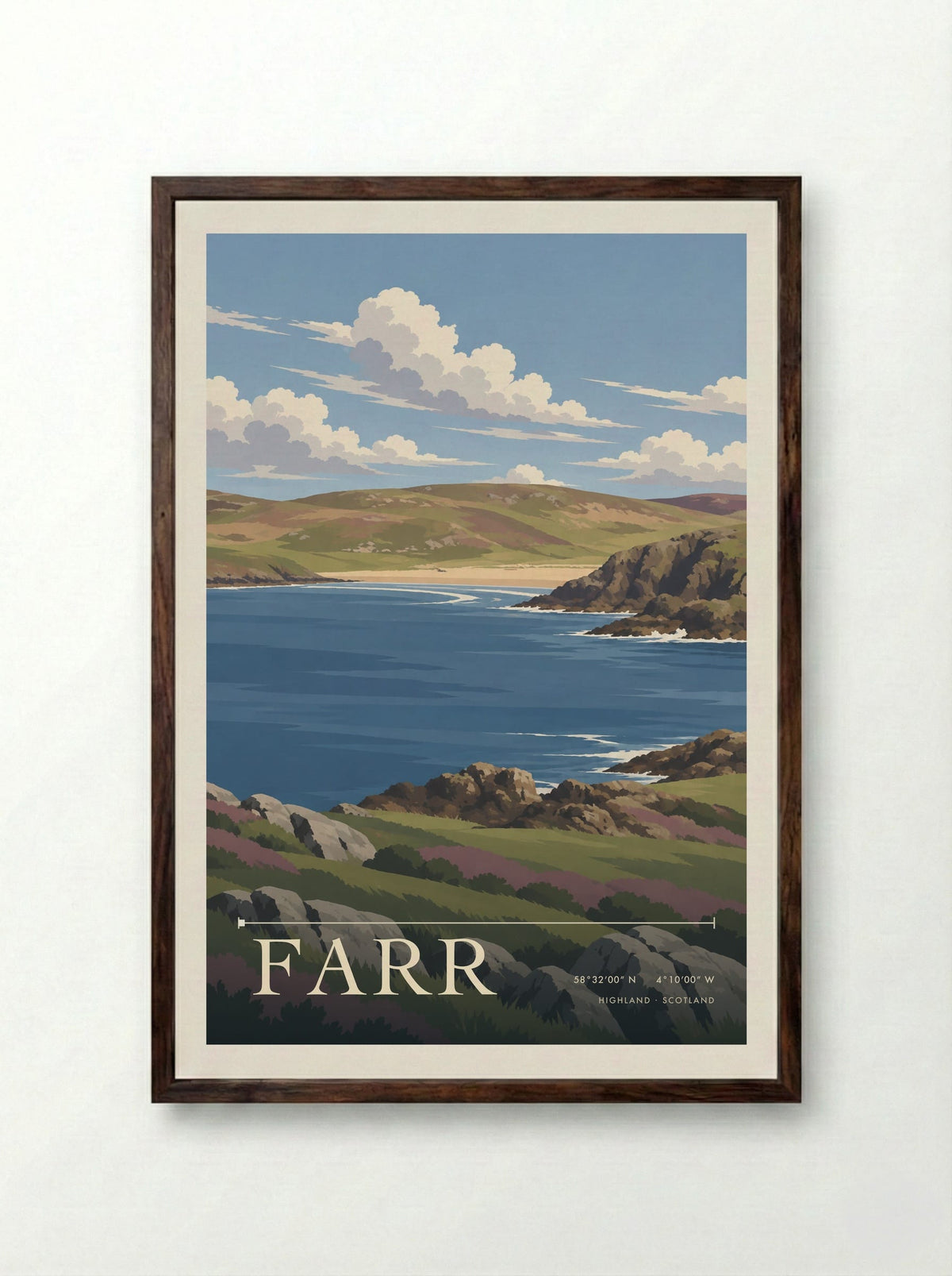 Farr, Highland | Travel Poster - Framed Print Dark Wood