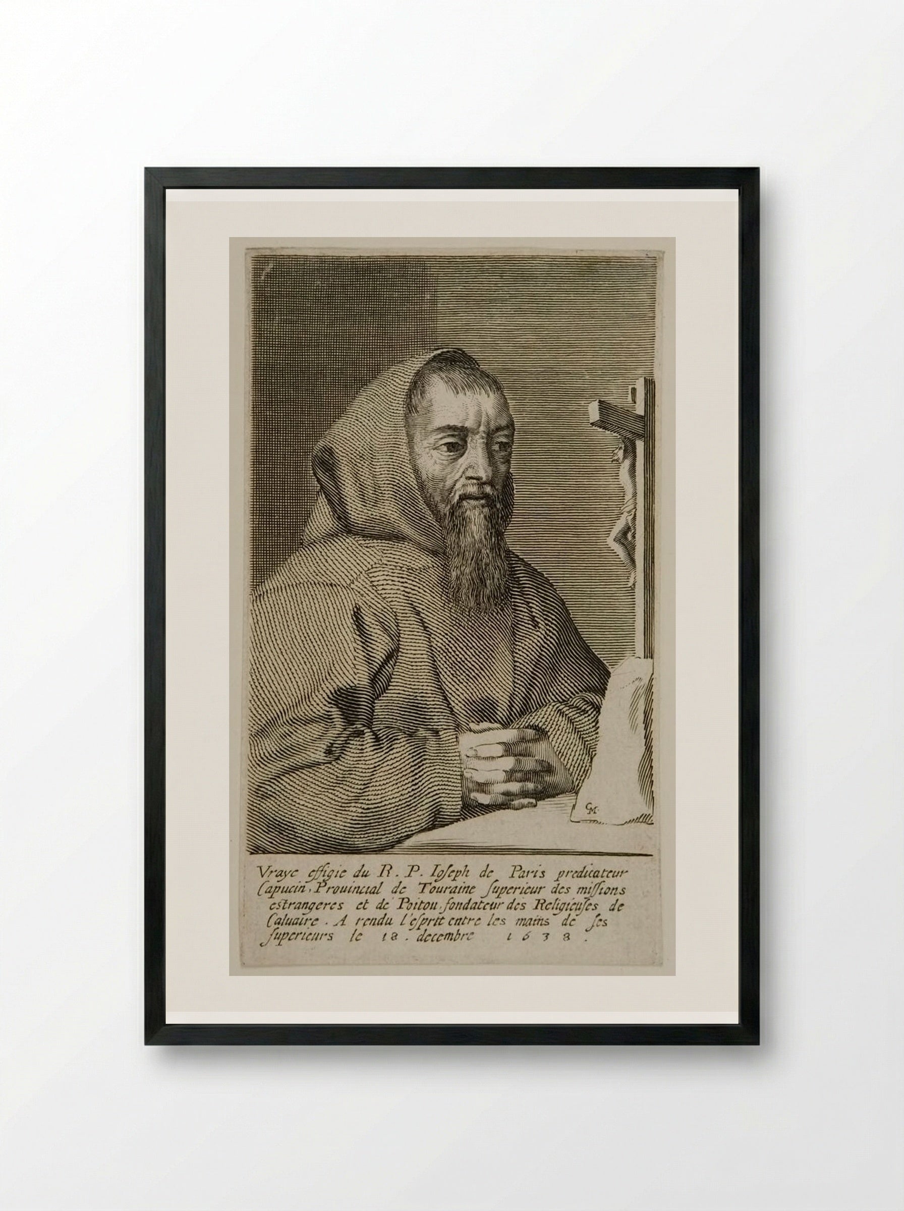 Father Joseph - Claude Mellan - Framed Print Black