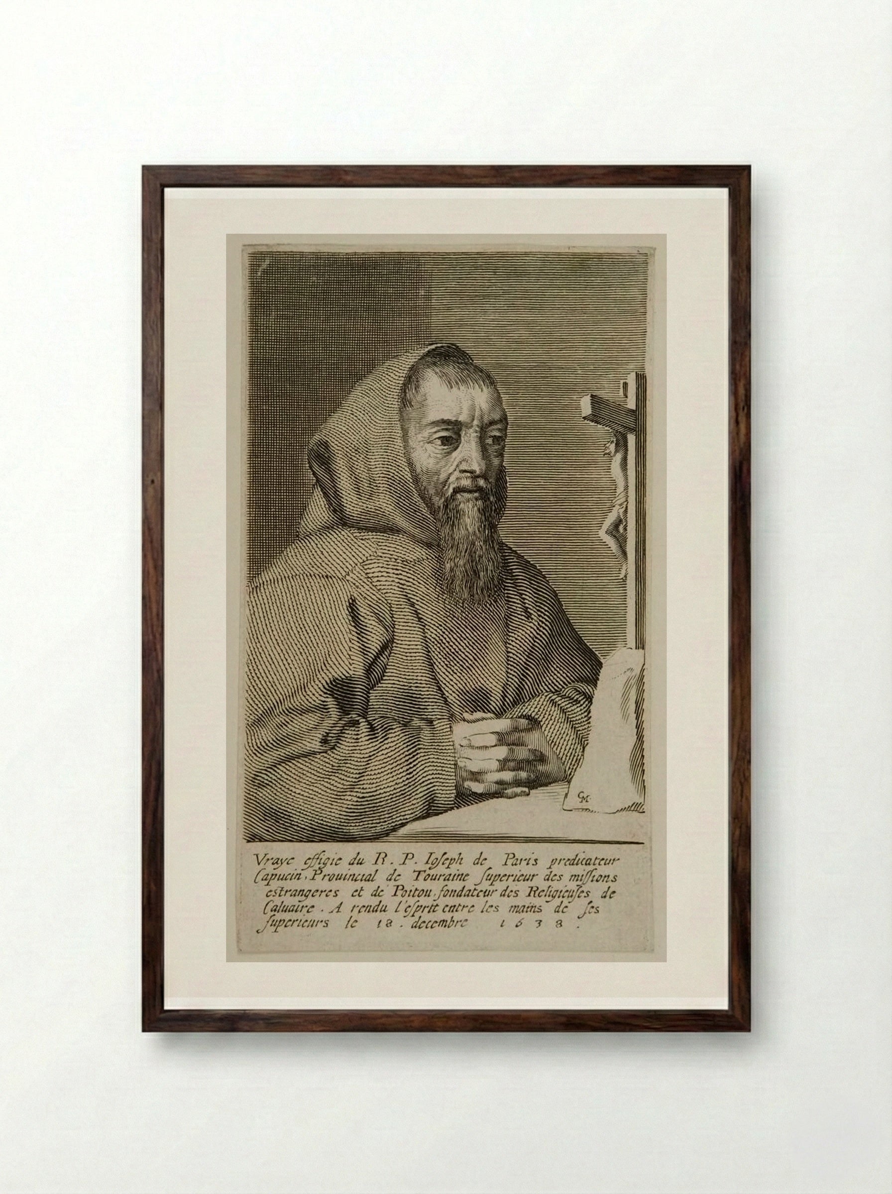 Father Joseph - Claude Mellan - Framed Print Dark Wood
