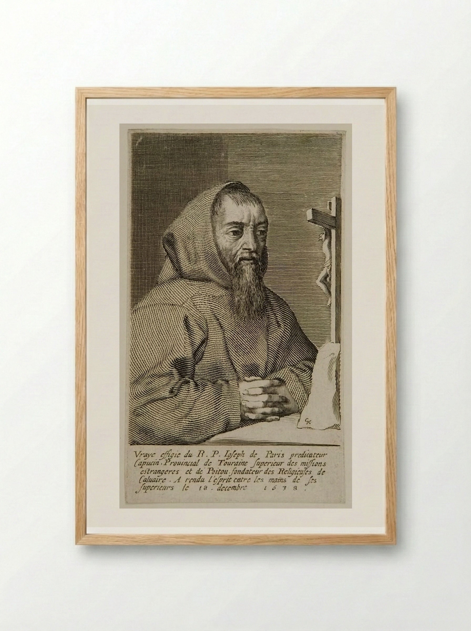 Father Joseph - Claude Mellan - Framed Print Wood