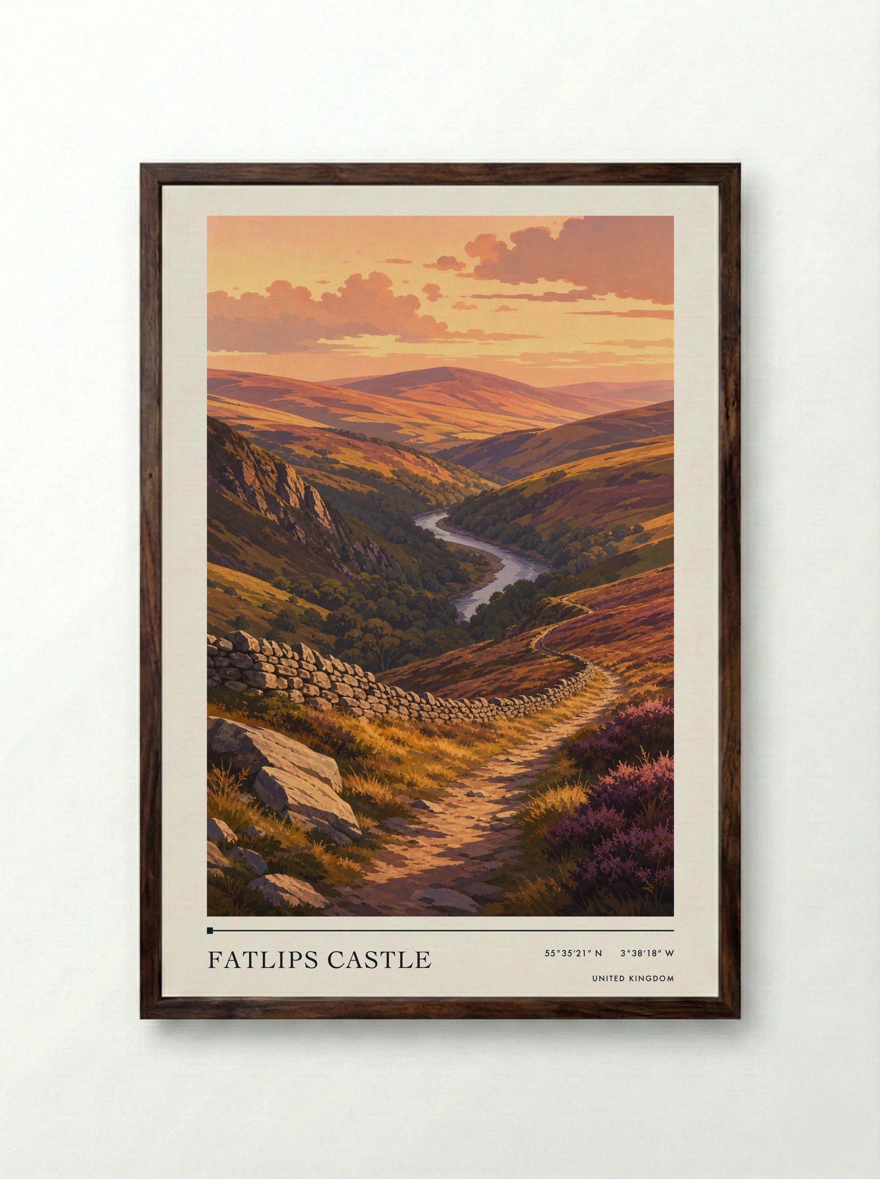 Fatlips United Kingdom Travel Poster - Framed Print Dark Wood