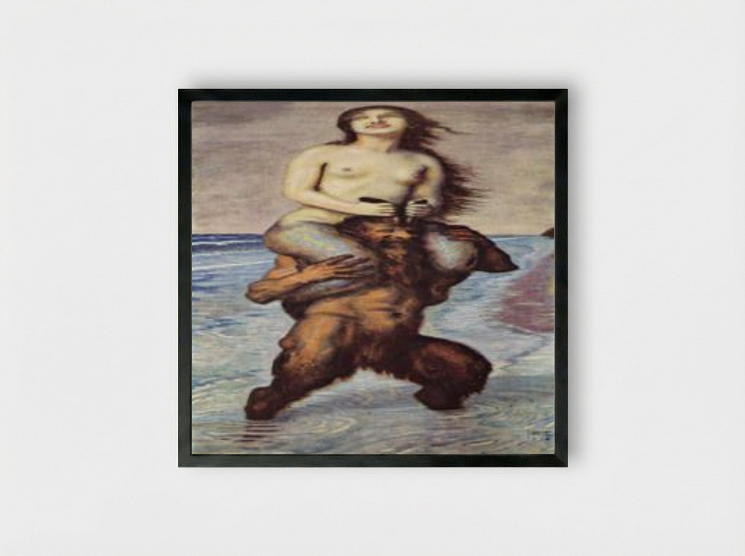 Faun and Nymph - Franz von Stuck - Framed Print Black