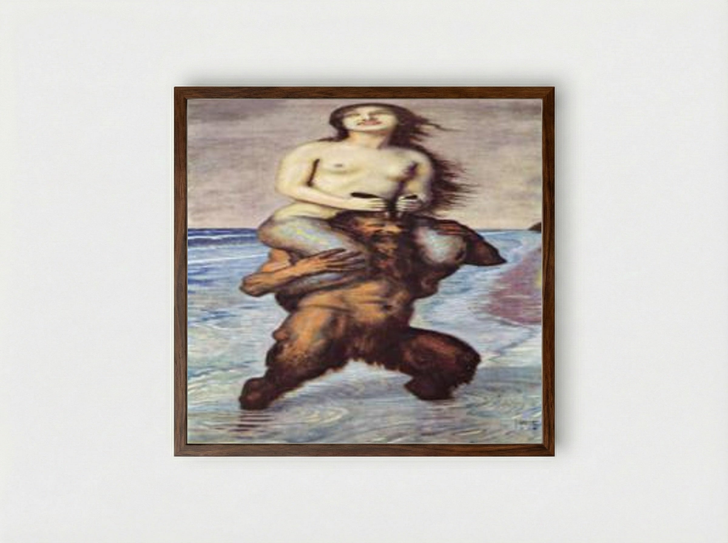Faun and Nymph - Franz von Stuck - Framed Print Dark Wood