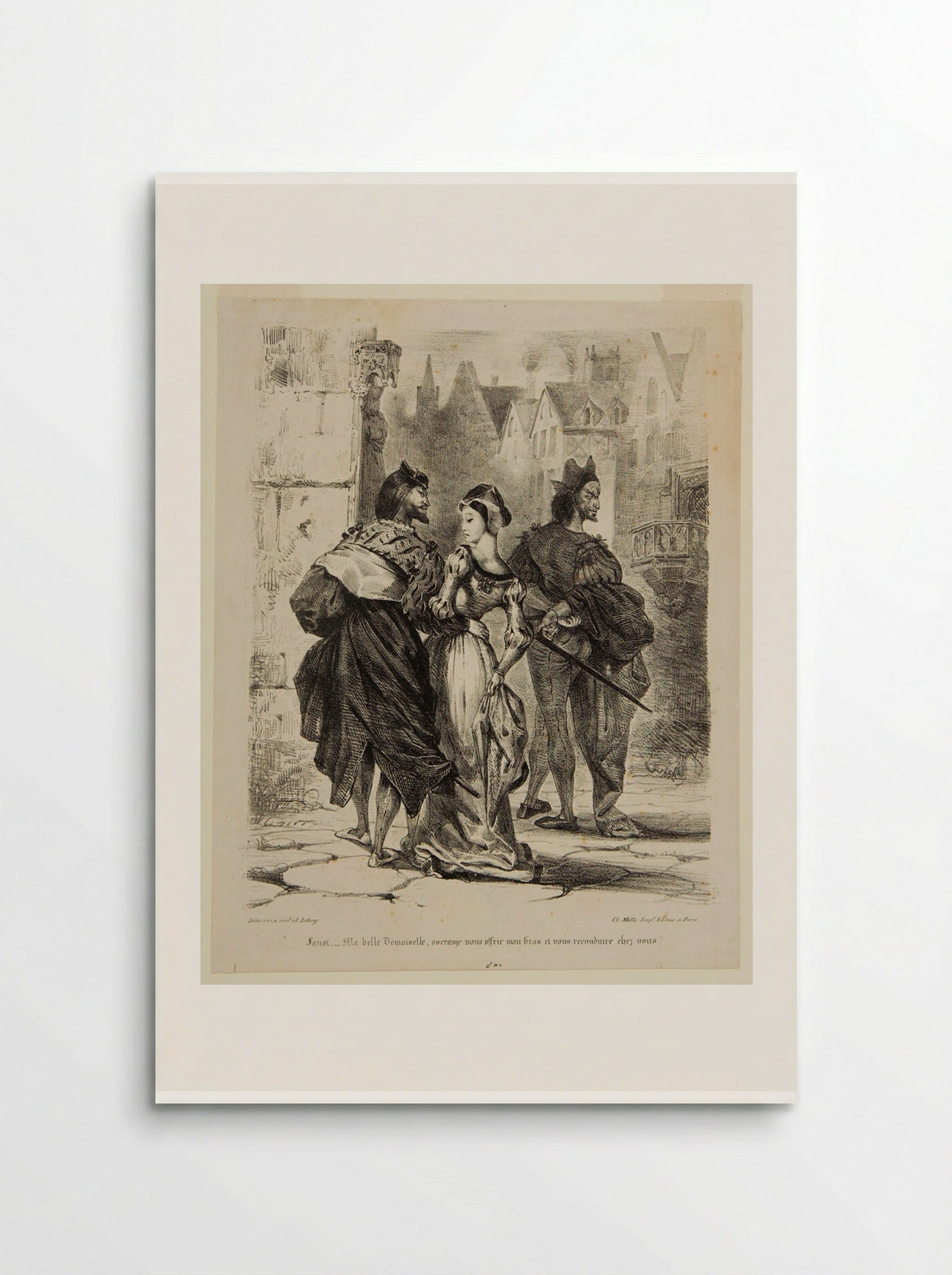 Faust Attempting to Seduce Marguerite - Ferdinand-Victor-Eugène Delacroix - Poster