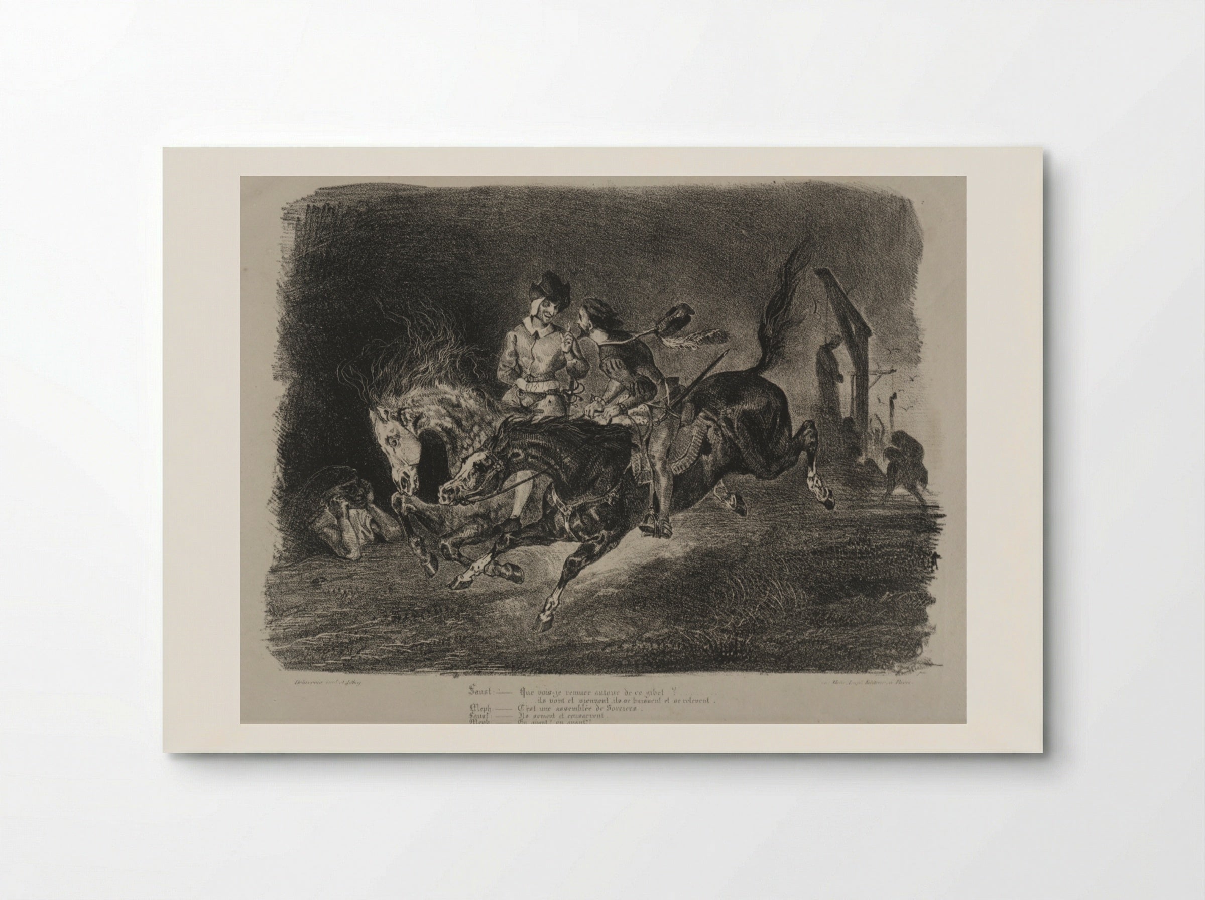 Faust and Méphistophélés riding to the Witches' Sabbath - Eugène Delacroix - Poster