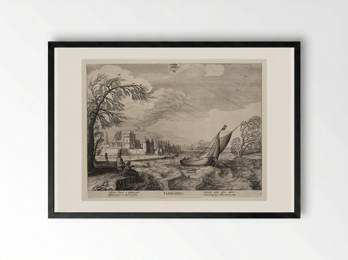 February - Jan van de Velde II - Framed Print Black