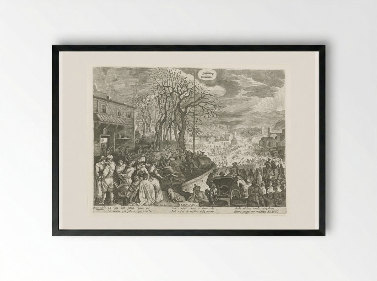 February - Aegidius Sadeler II - Framed Print Black
