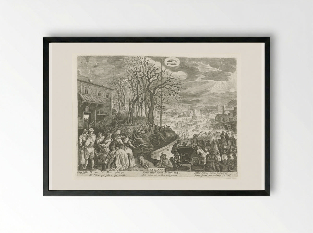 February - Aegidius Sadeler II - Framed Print Black