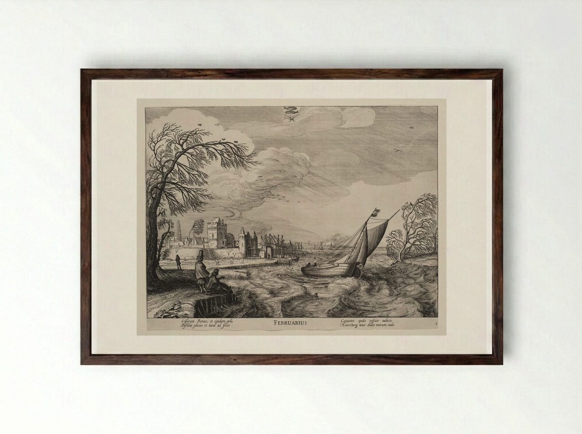 February - Jan van de Velde II - Framed Print Dark Wood