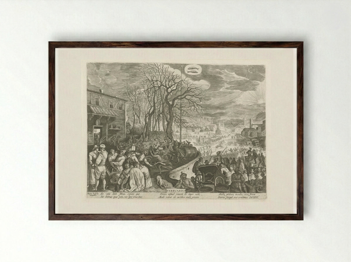 February - Aegidius Sadeler II - Framed Print Dark Wood