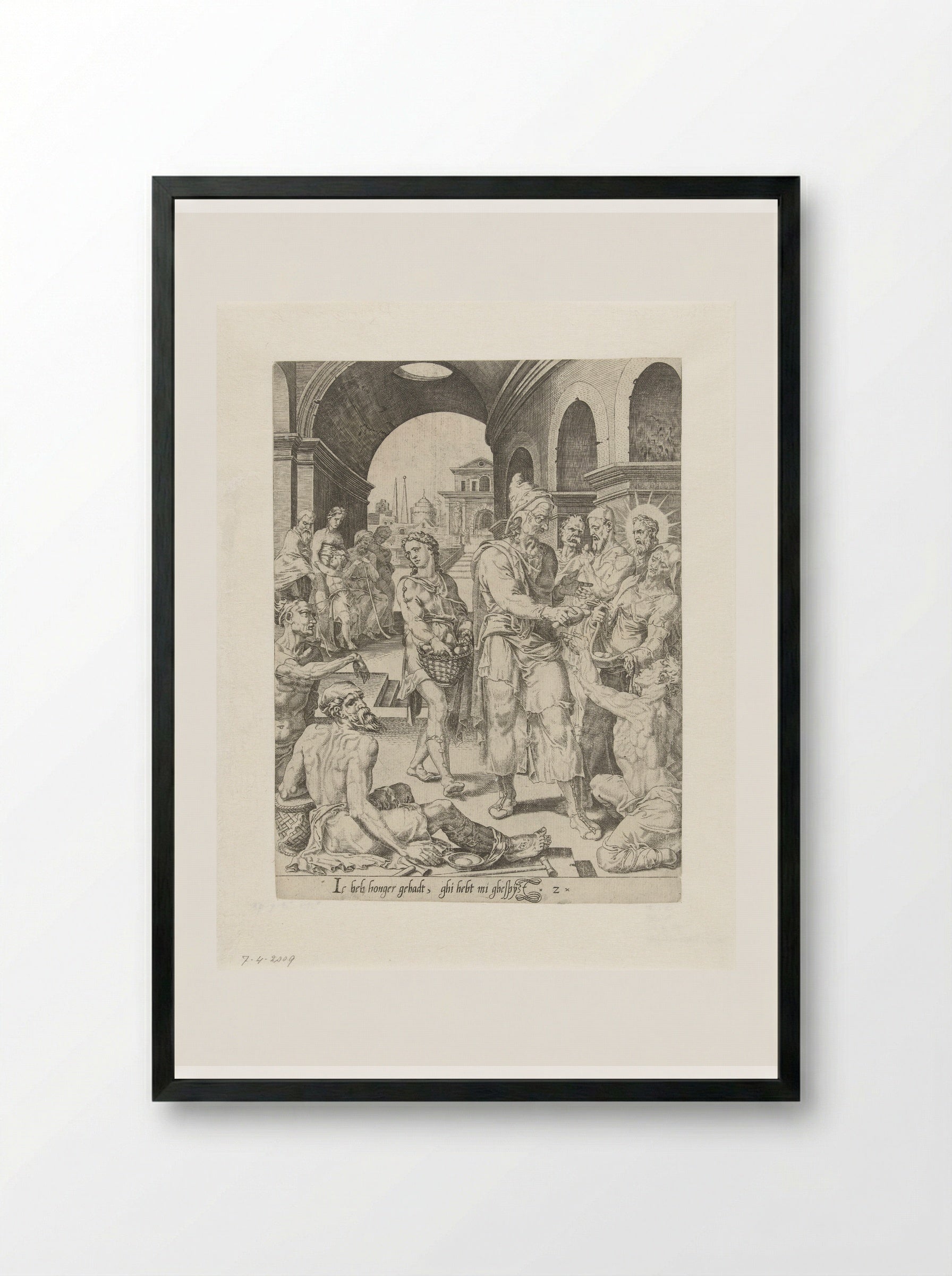 Feeding the Hungry - Dirck Volckertsz. Coornhert - Framed Print Black