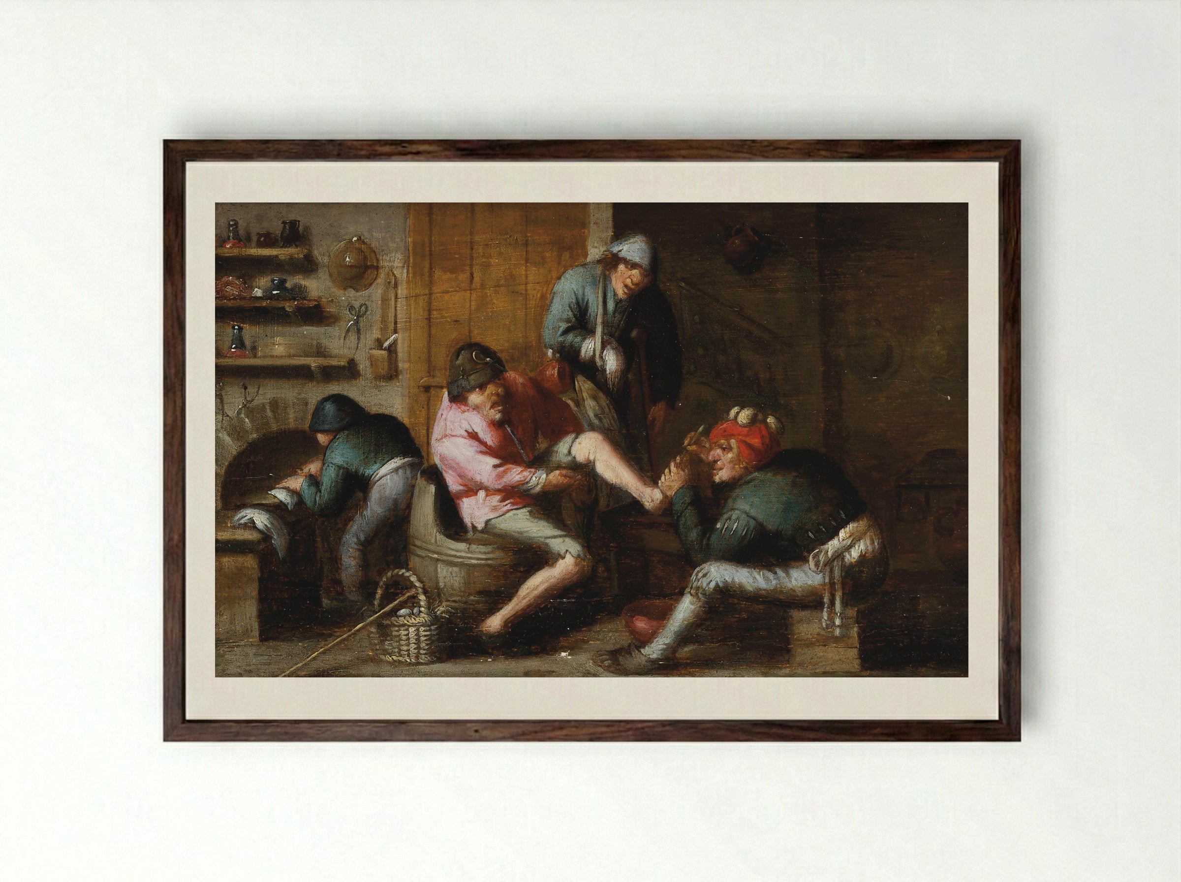 Feeling - Adriaen Brouwer - Framed Print Dark Wood