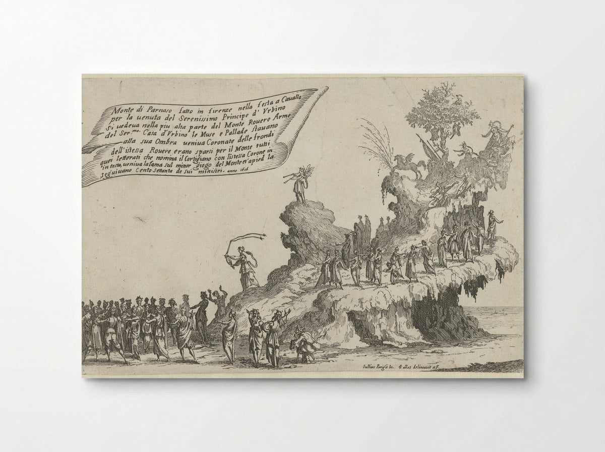 Feest te Florence: praalwagen met de berg Parnassus - Jacques Callot - Poster