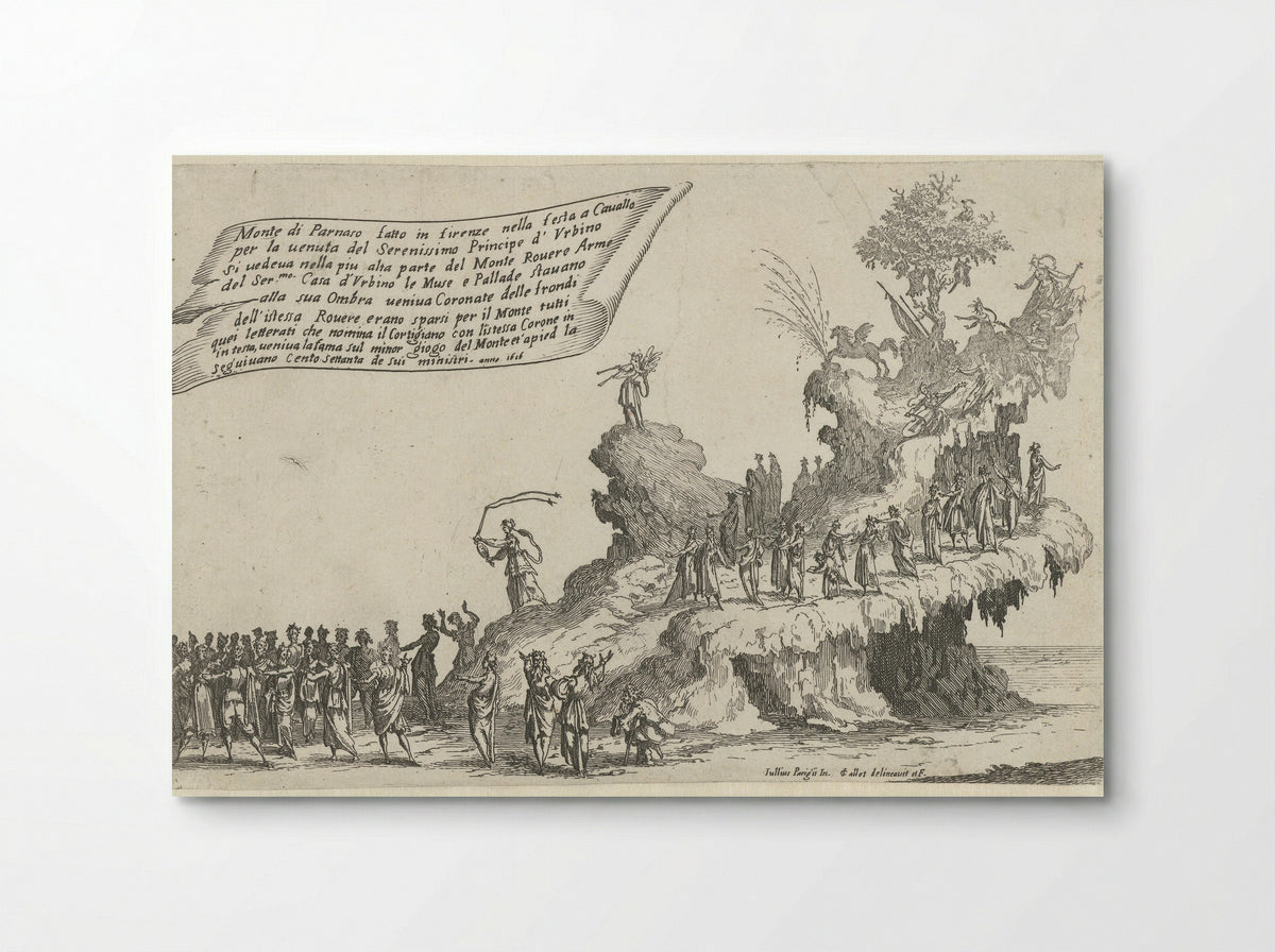 Feest te Florence: praalwagen met de berg Parnassus - Jacques Callot - Poster