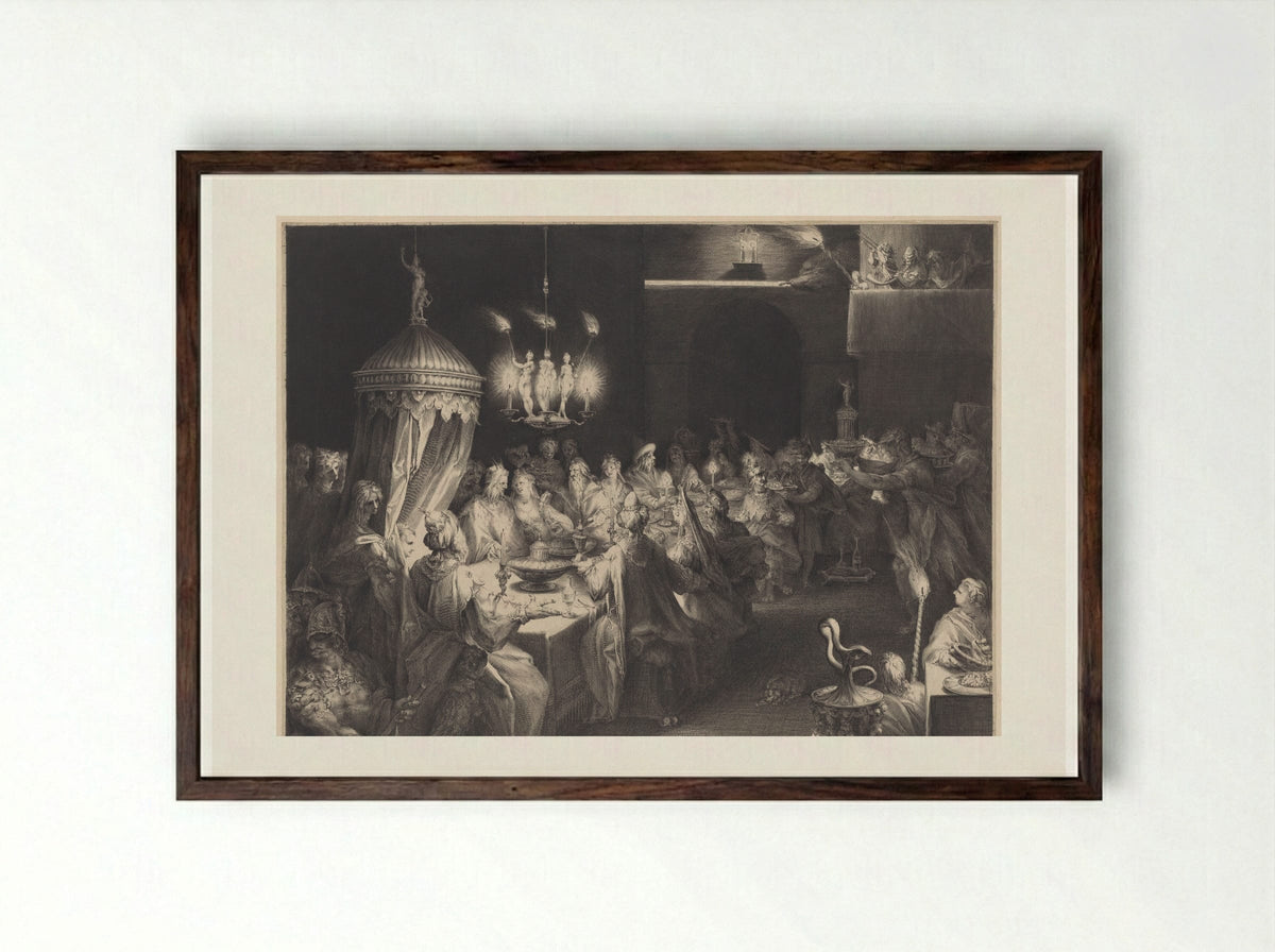 Feestmaal van Belsassar - Jan Harmensz. Muller - Framed Print Dark Wood