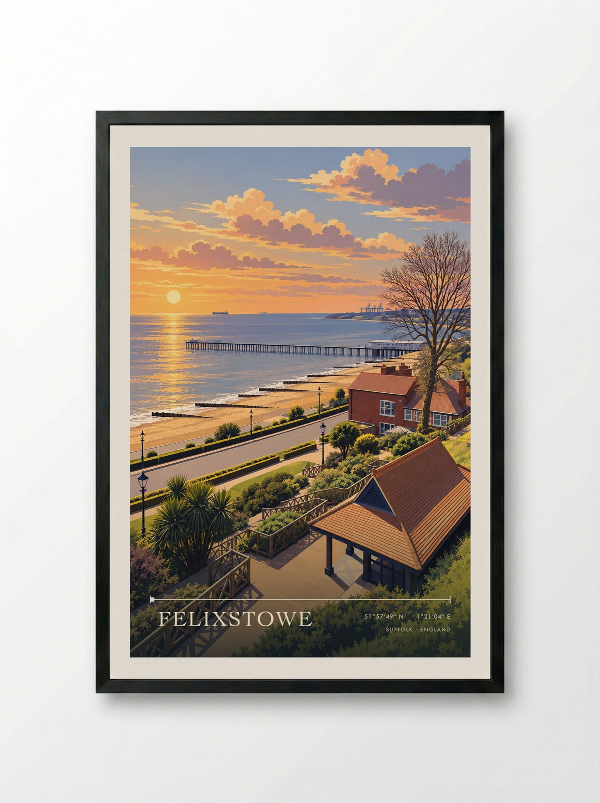 Felixstowe, Suffolk | Travel Poster - Framed Print Black