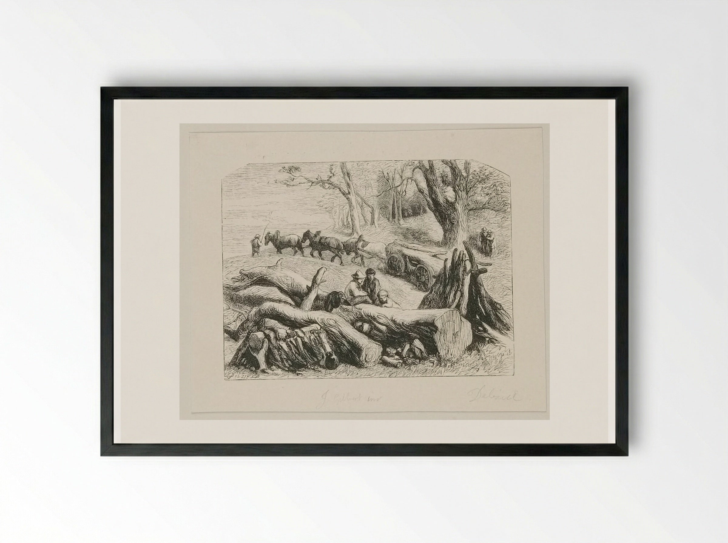 Felling the Forest Trees - Edward Dalziel - Framed Print Black