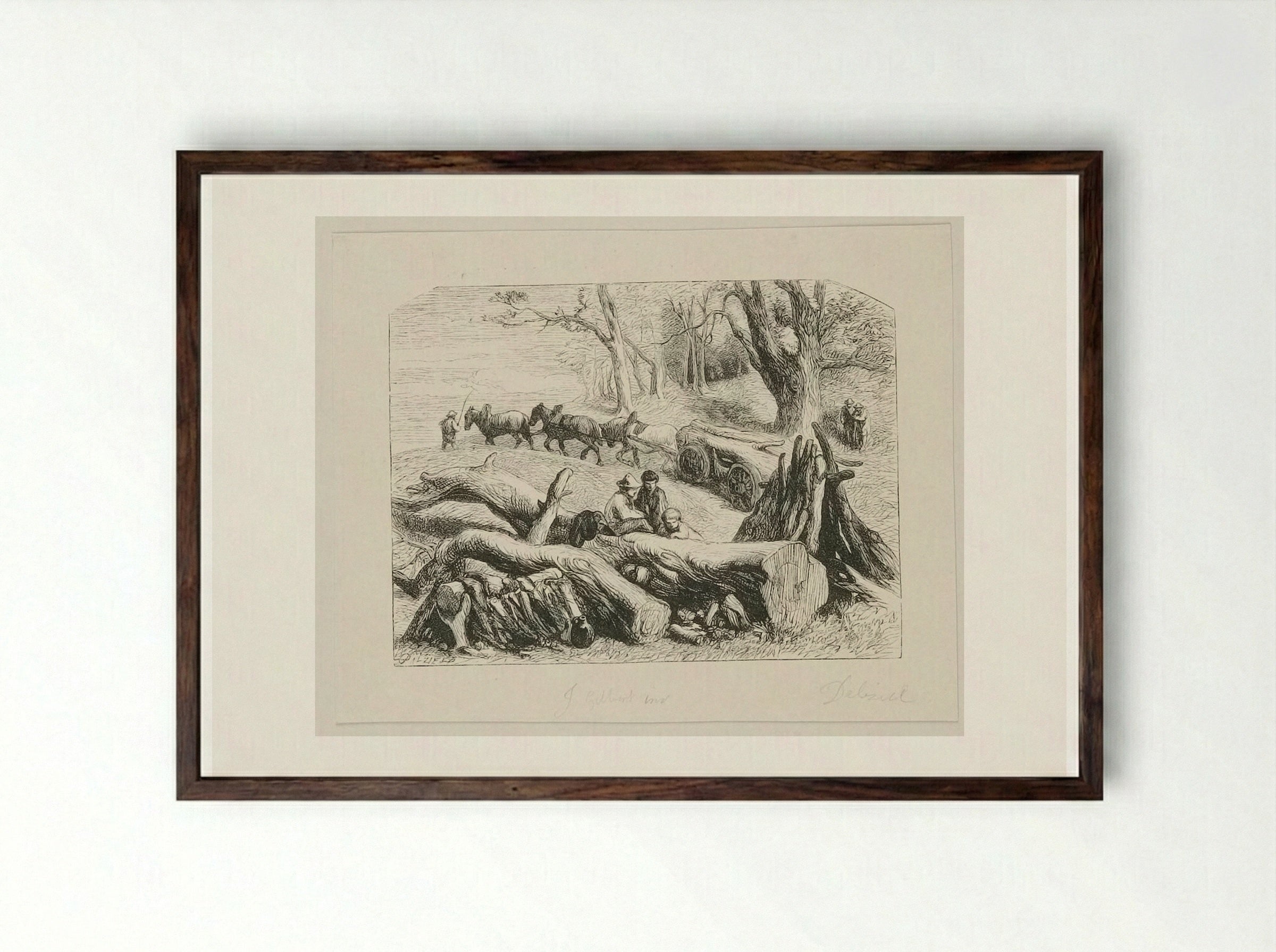 Felling the Forest Trees - Edward Dalziel - Framed Print Dark Wood