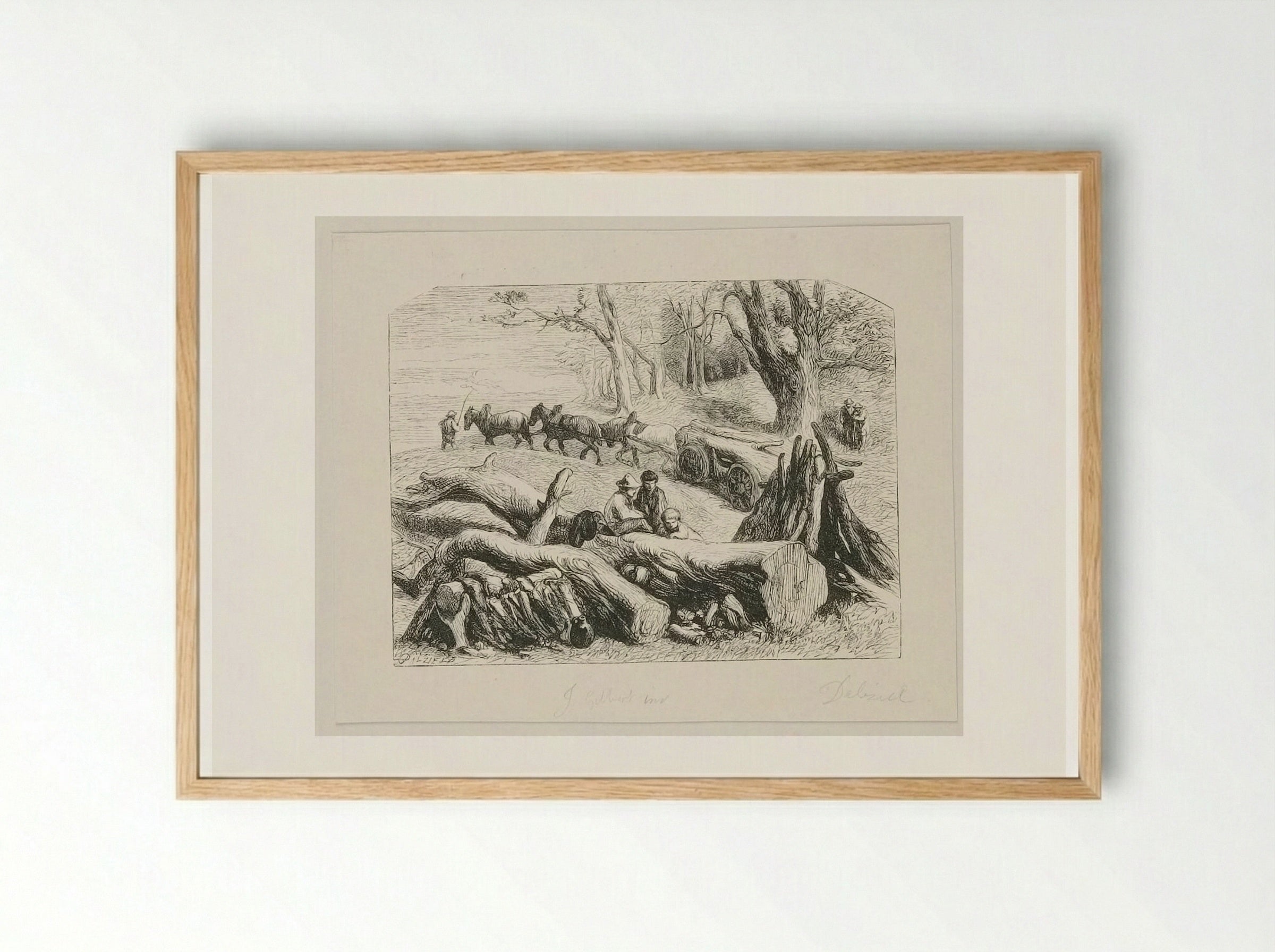 Felling the Forest Trees - Edward Dalziel - Framed Print Wood