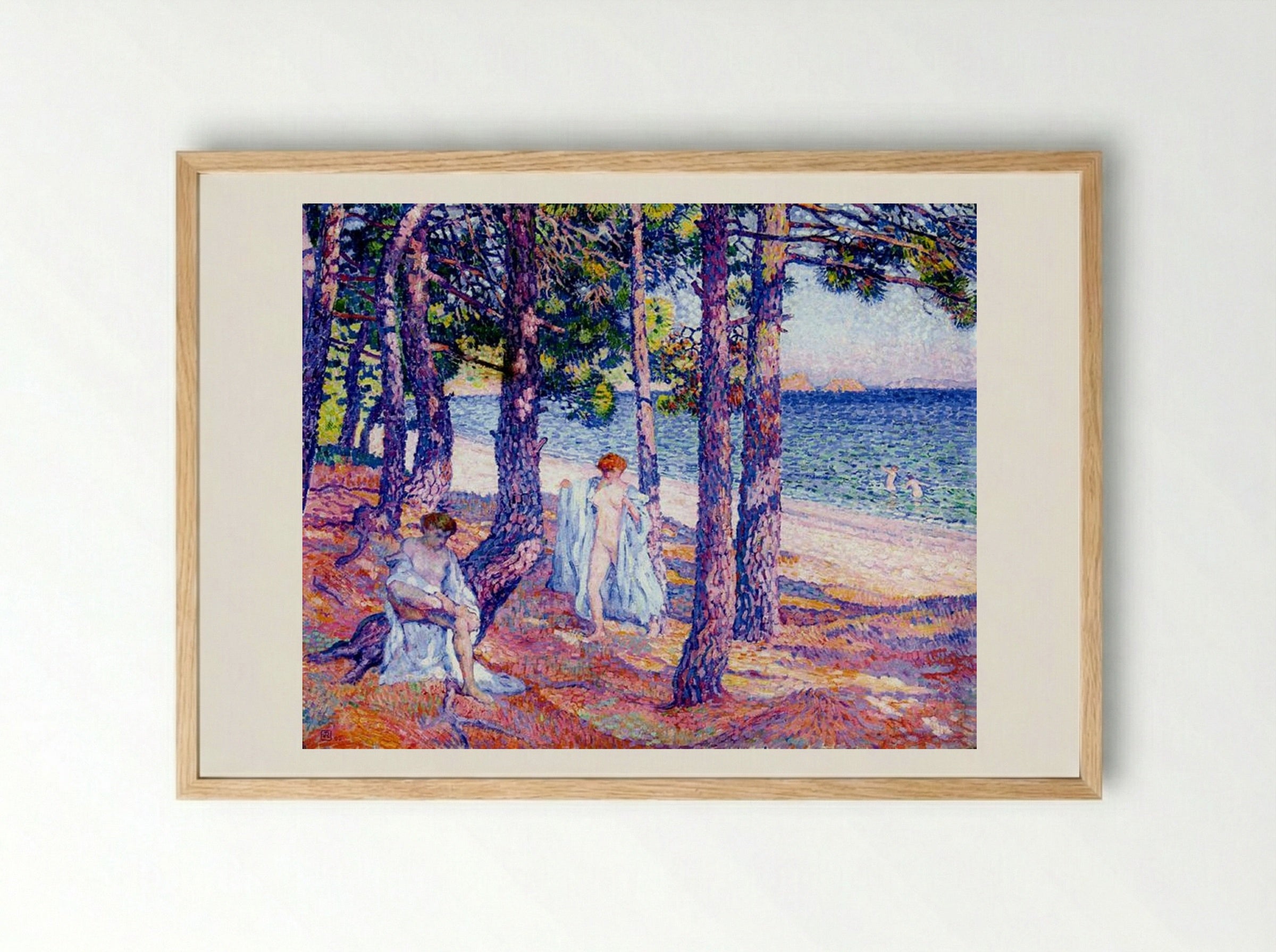 Female Bathers Under the Pines at Cavaliere - Théo van Rysselberghe - Framed Print Wood